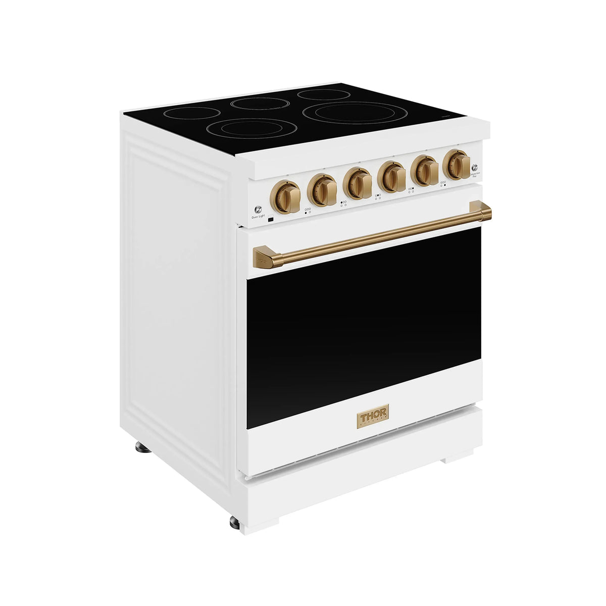 Gordon Ramsay by Thor Kitchen 30-Inch Professional Electric Range with Precision Knob Control in White with Bronze Trim (RSE30PW-BRZ)