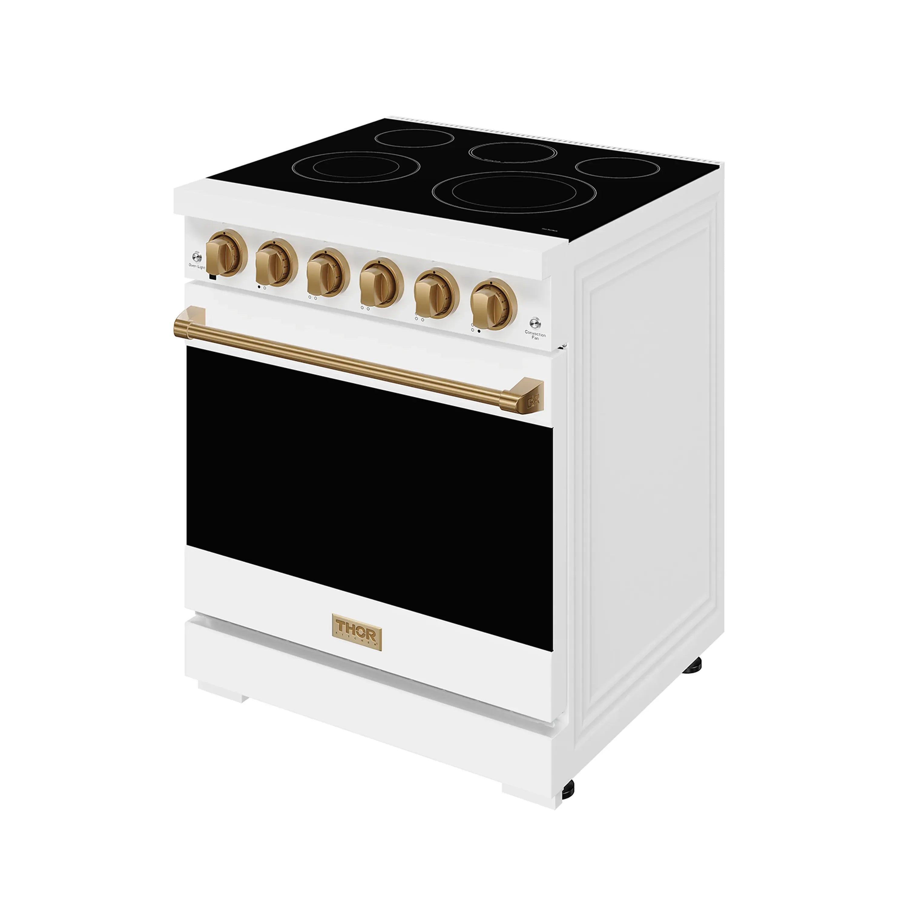 Gordon Ramsay by Thor Kitchen 30-Inch Professional Electric Range with Precision Knob Control in White with Bronze Trim (RSE30PW-BRZ)