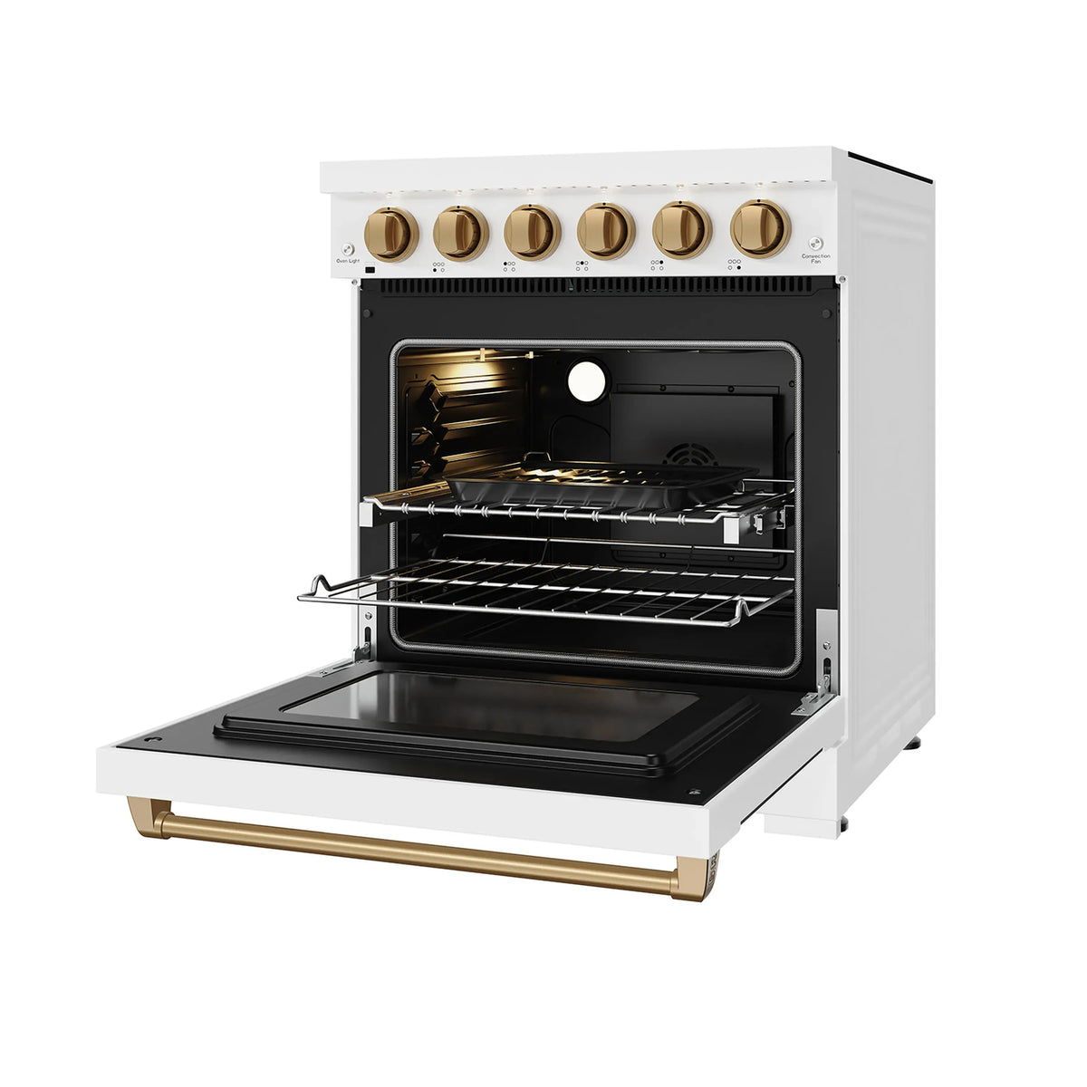 Gordon Ramsay by Thor Kitchen 30-Inch Professional Electric Range with Precision Knob Control in White with Bronze Trim (RSE30PW-BRZ)