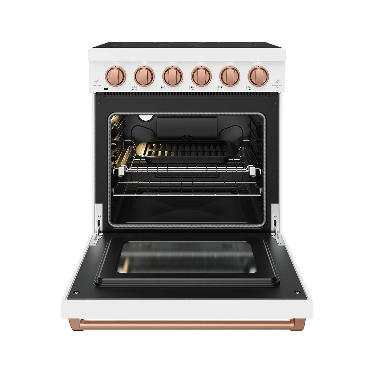 Gordon Ramsay by Thor Kitchen 30-Inch Professional Electric Range with Precision Knob Control in White with Rose Gold Trim (RSE30PW-RSG)