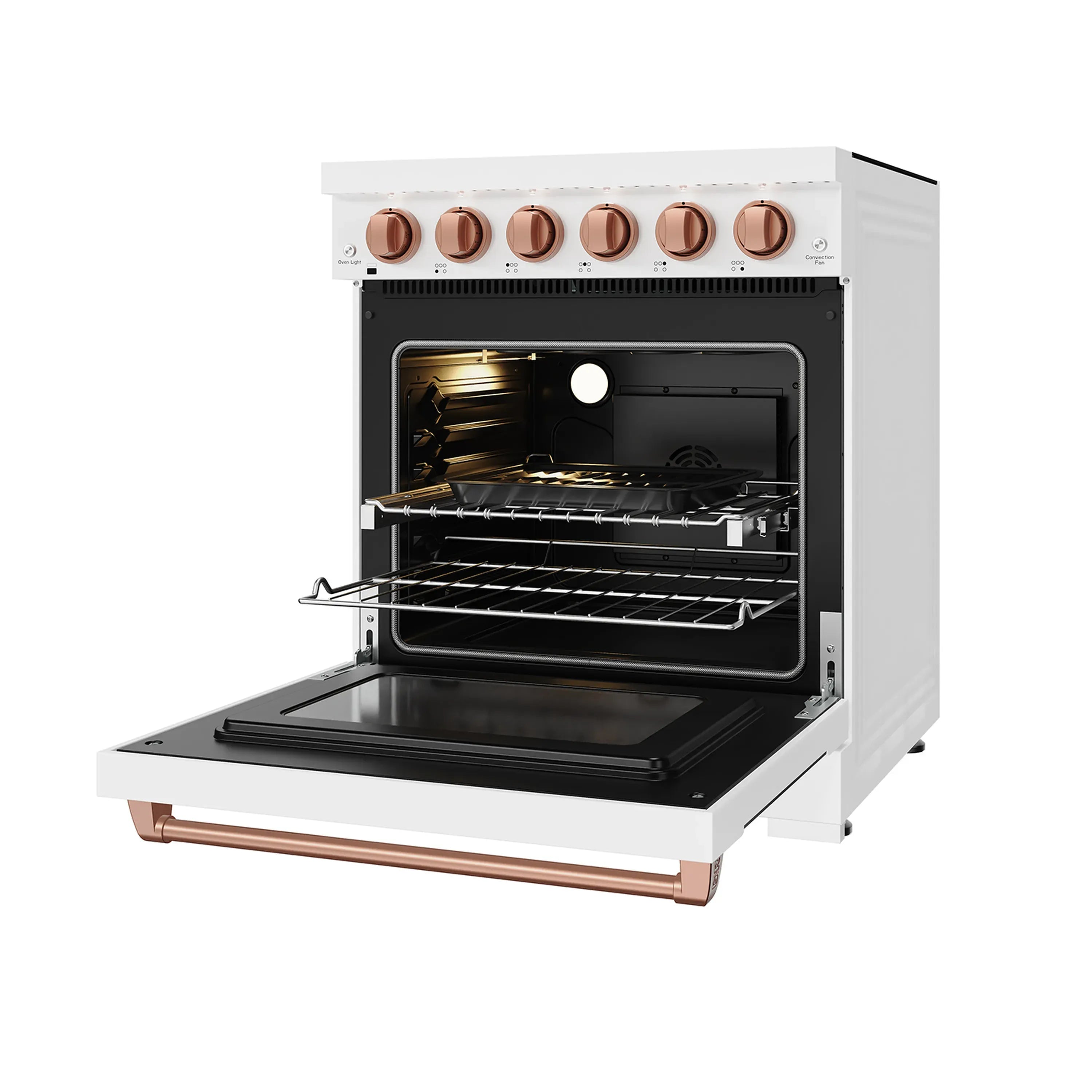Gordon Ramsay by Thor Kitchen 30-Inch Professional Electric Range with Precision Knob Control in White with Rose Gold Trim (RSE30PW-RSG)