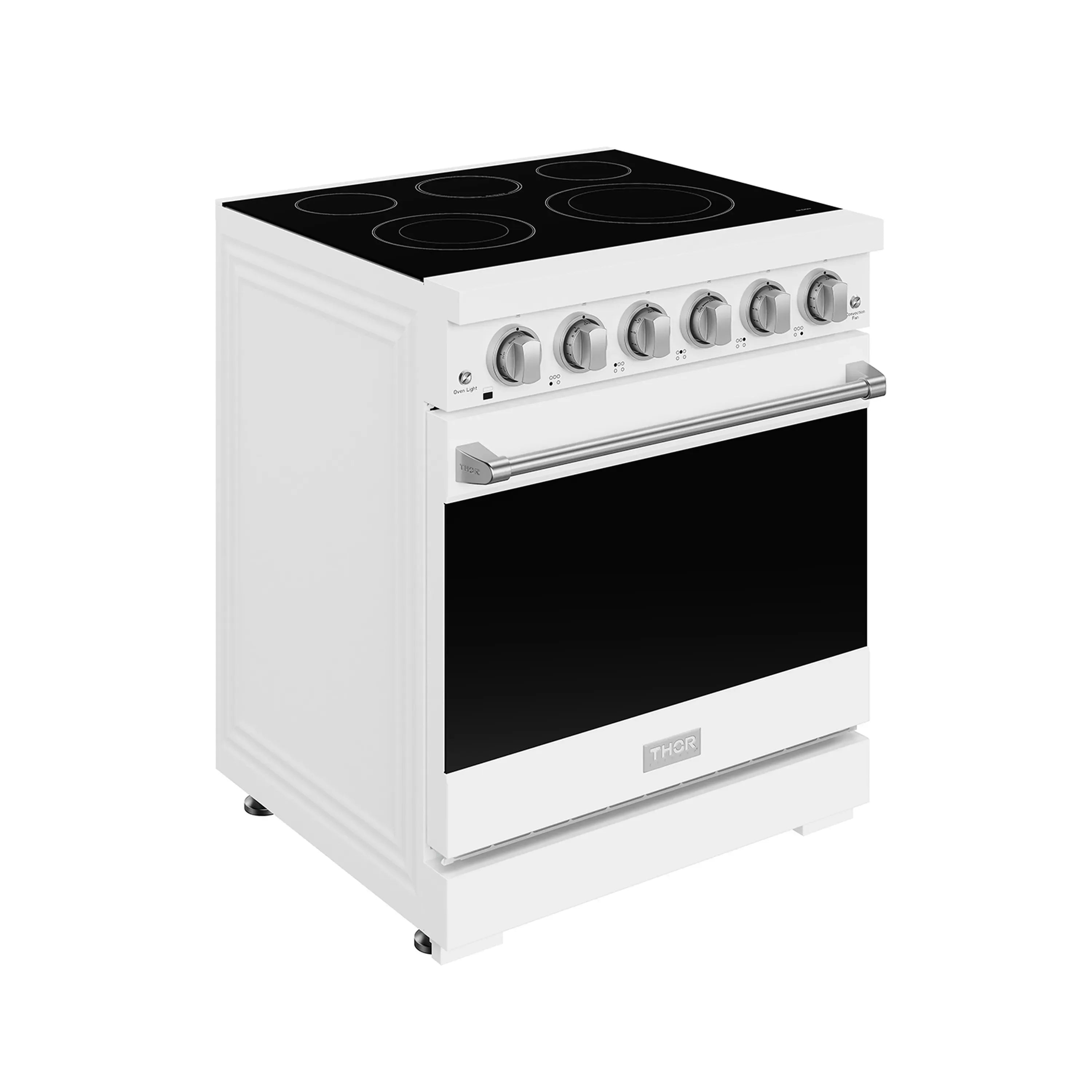 Gordon Ramsay by Thor Kitchen 30-Inch Professional Electric Range with Precision Knob Control in White with Stainless Steel Trim (RSE30PW-SS)