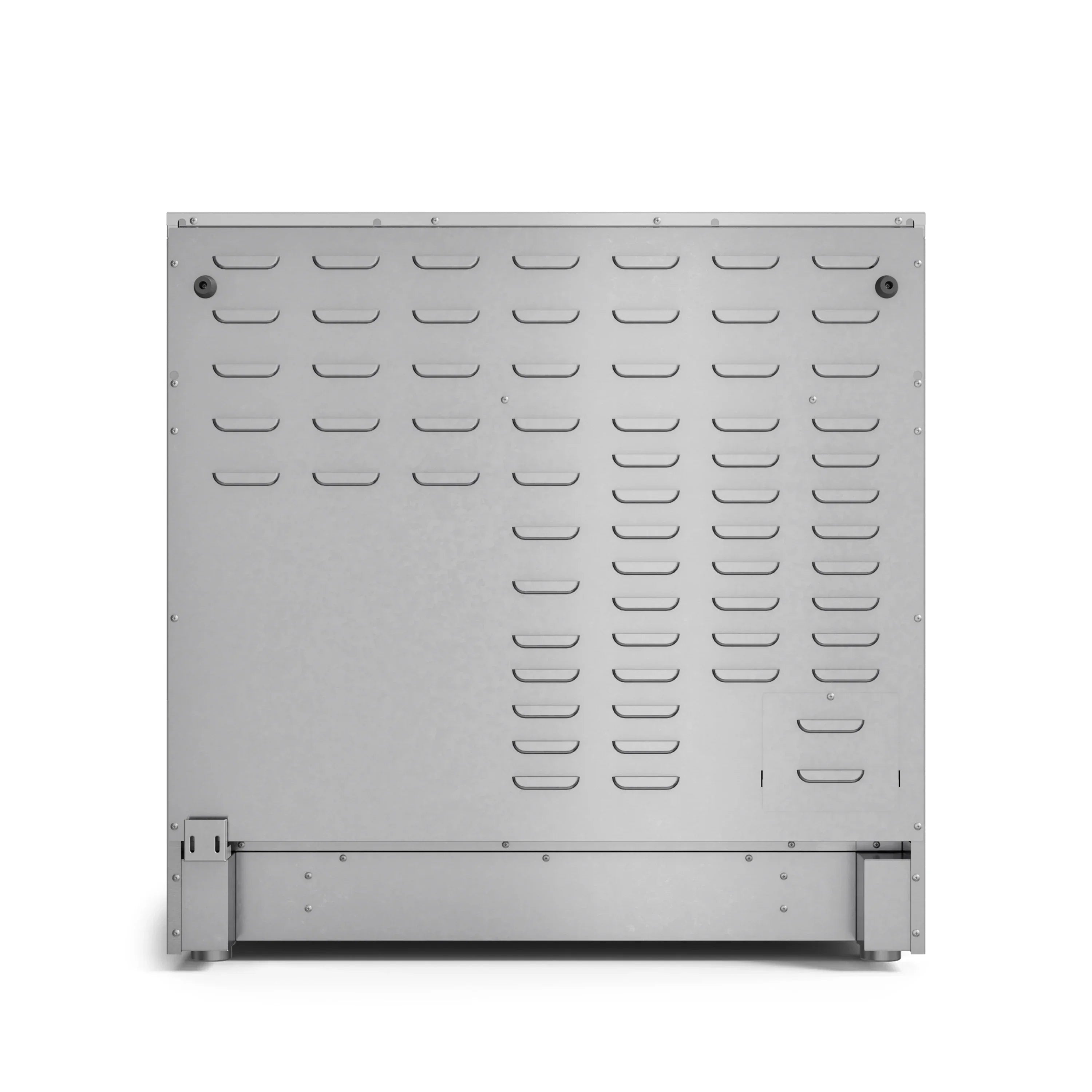 Stainless steel dishwasher interior vented panel with raised ridges