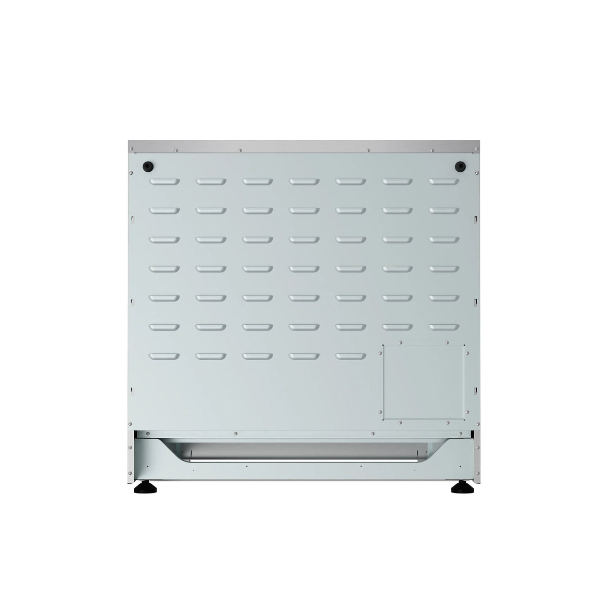 Stainless dishwasher lower rack with rows of prongs