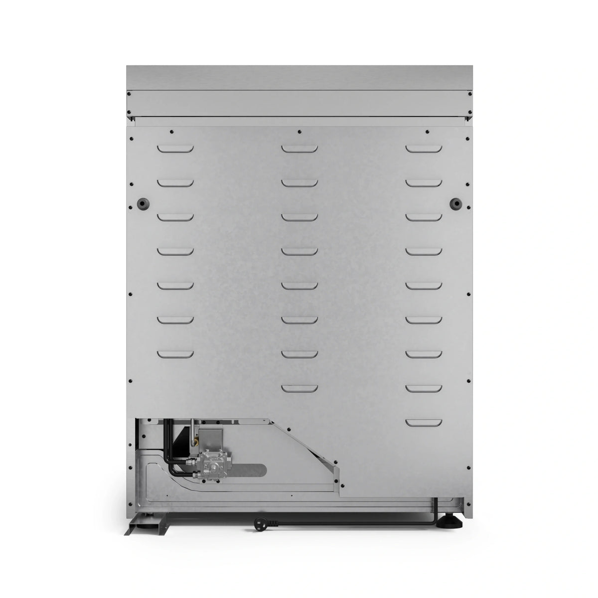 Stainless steel dishwasher interior with bottom rack and spray assembly