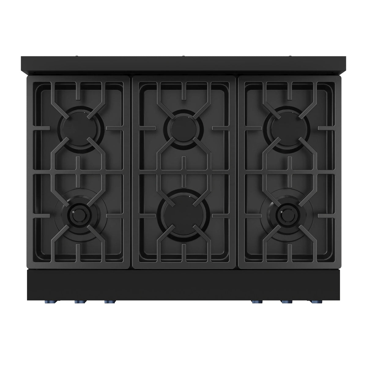 Black triple-burner cooktop insert with raised burner grates