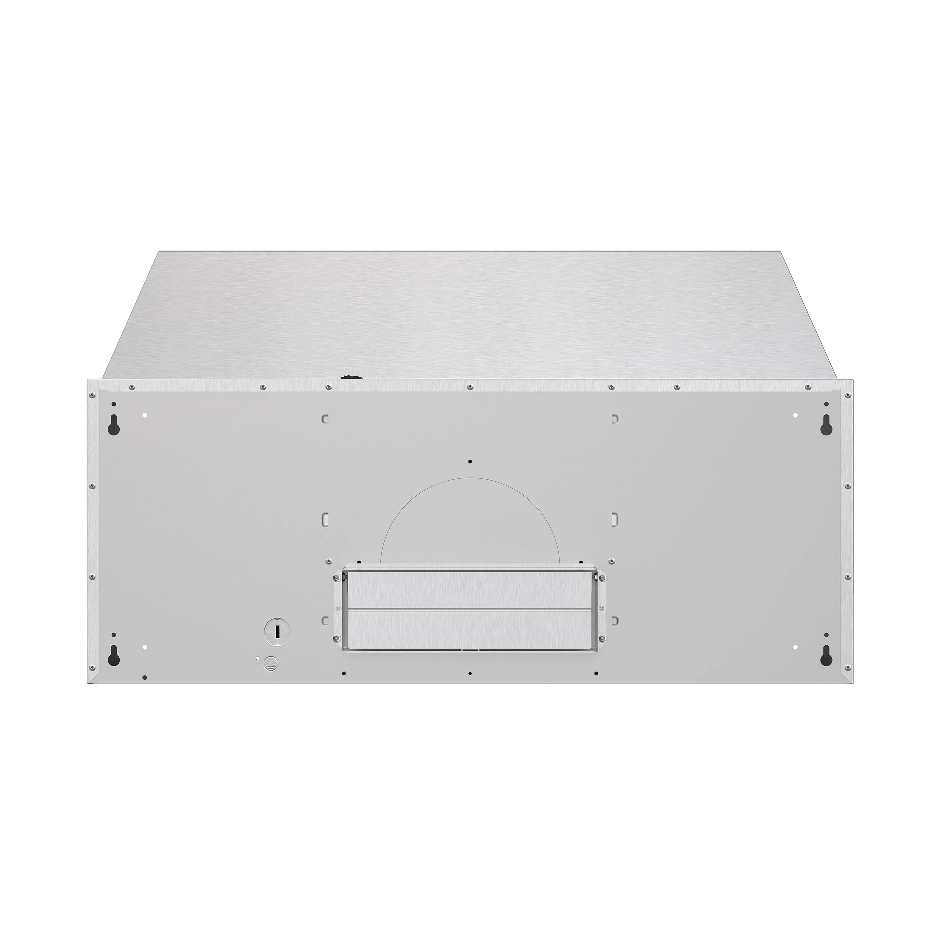 Stainless steel under-cabinet range hood with rectangular vent opening