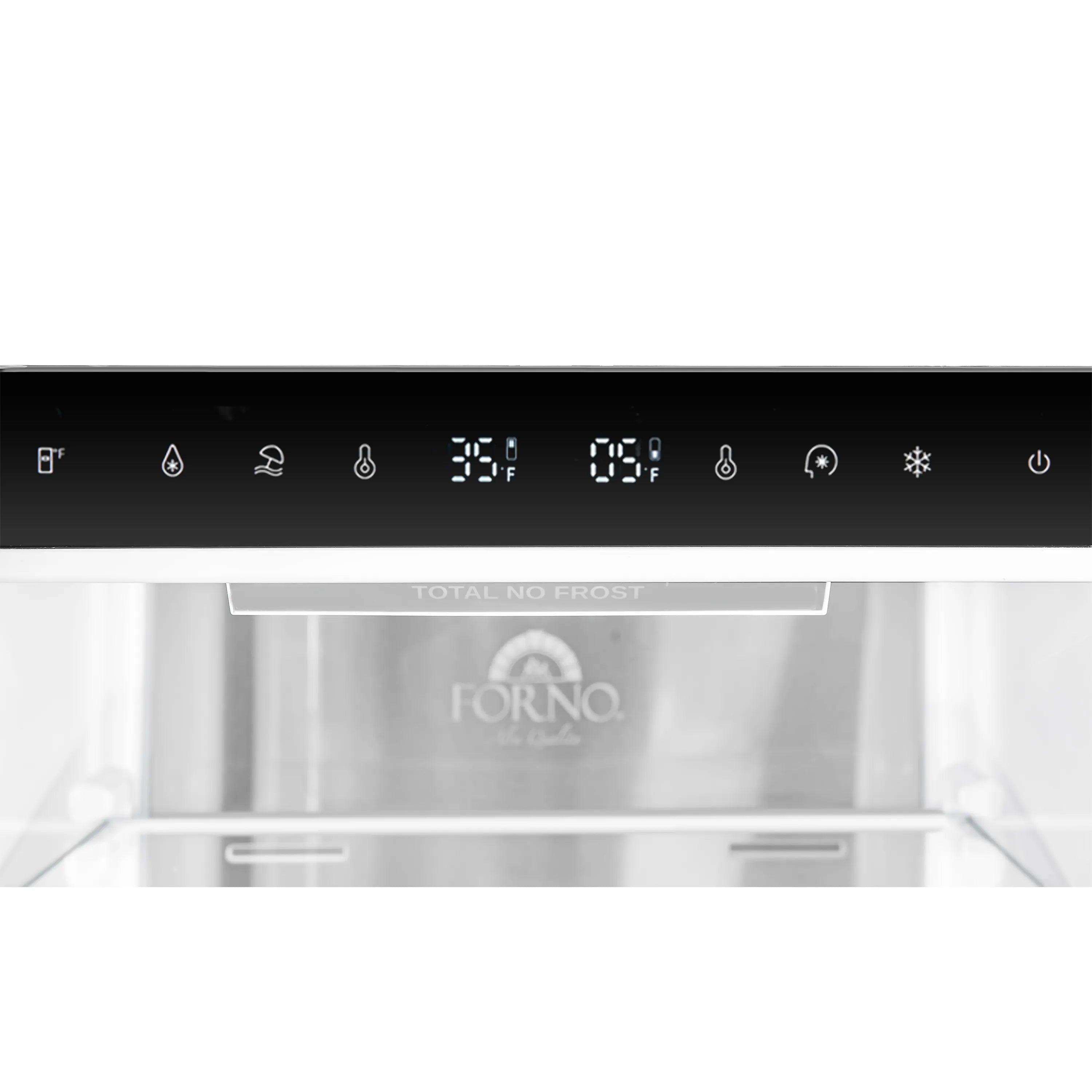 FORNO refrigerator control panel with icon buttons and TOTAL NO FROST indicator