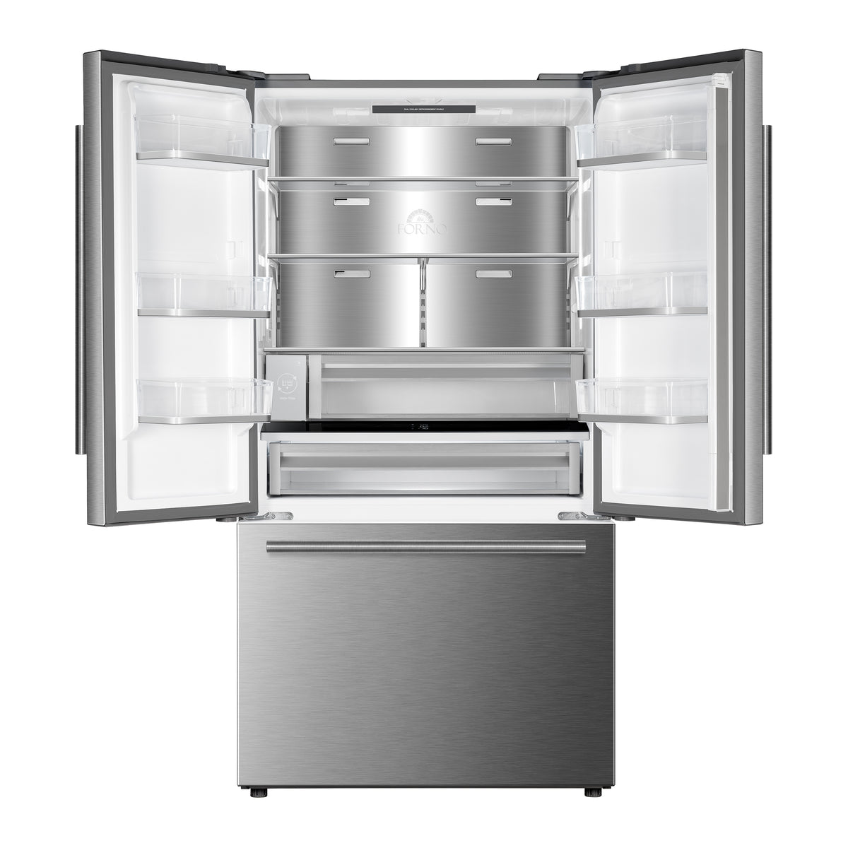 Forno Fiorano 36-Inch French Door Refrigerator with 20.2 Cu. Ft. Internal Water Dispenser & Automatic Ice Maker in Stainless Steel
