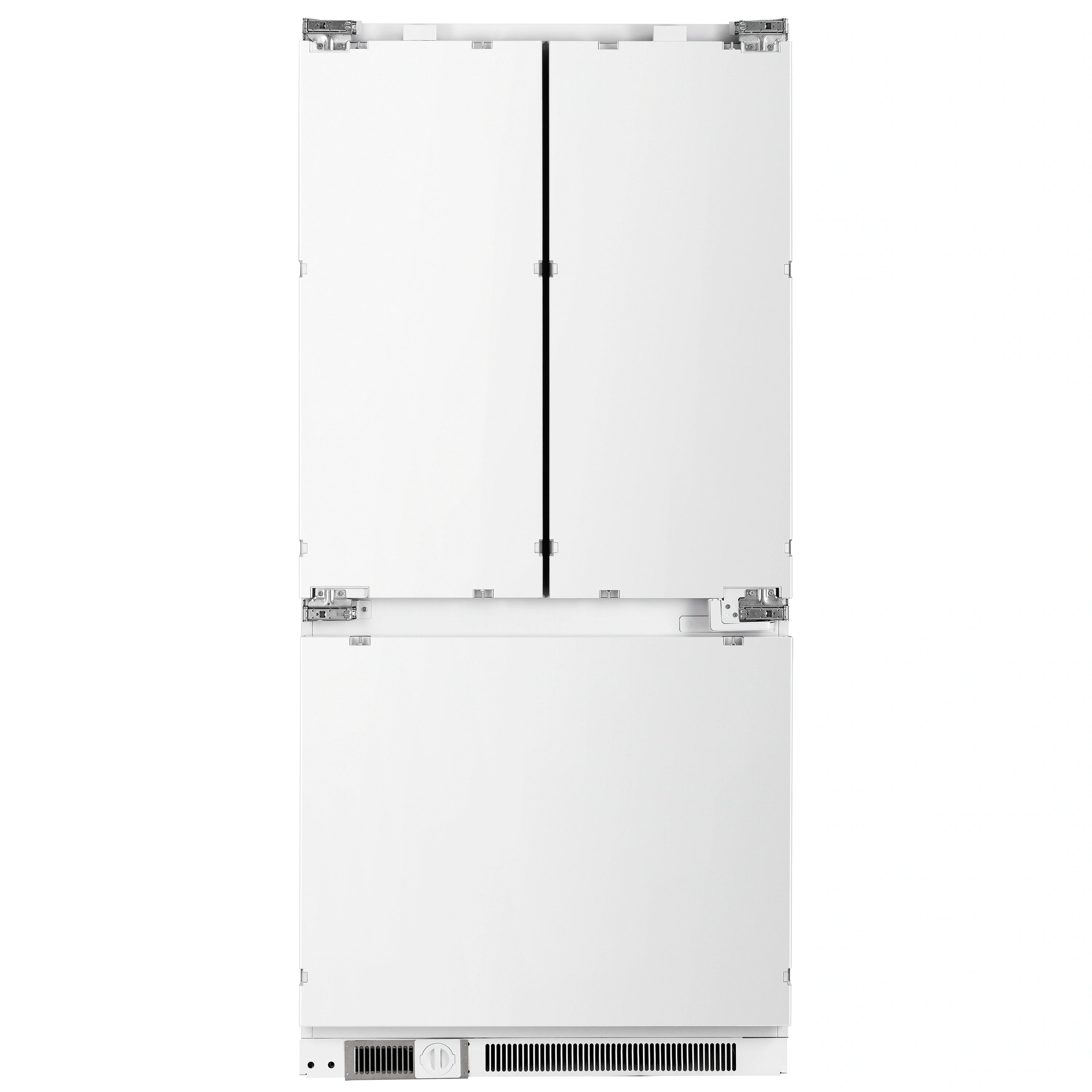 French door refrigerator cabinet with bottom vents, doors open