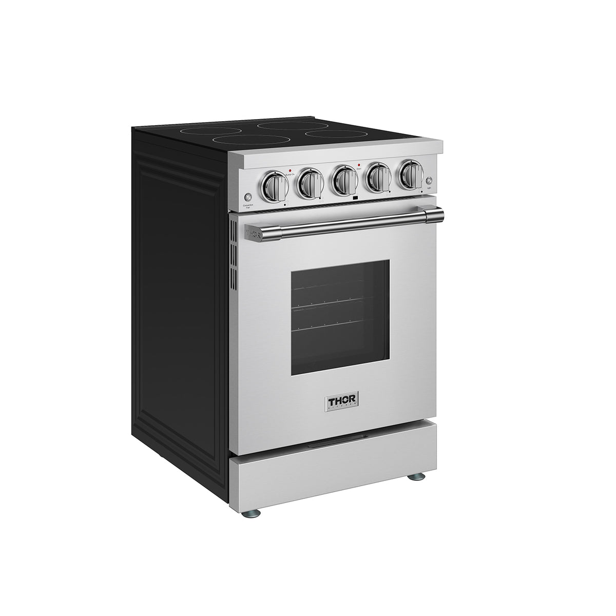 24-inch stainless steel electric range angled left view