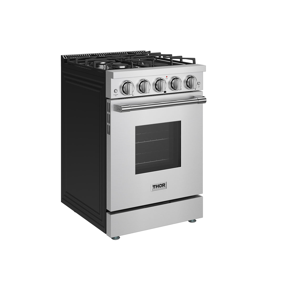 24-inch stainless steel gas range angled left view