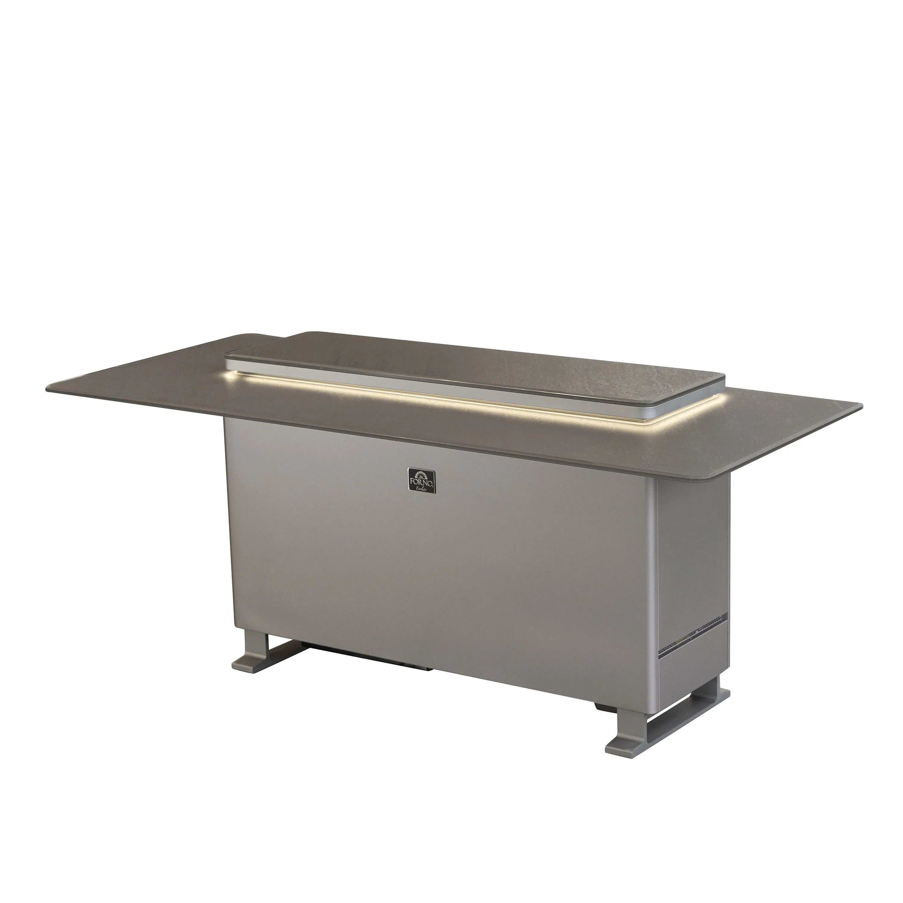Stainless outdoor smart bar table with sandstone black countertop and smooth side panel