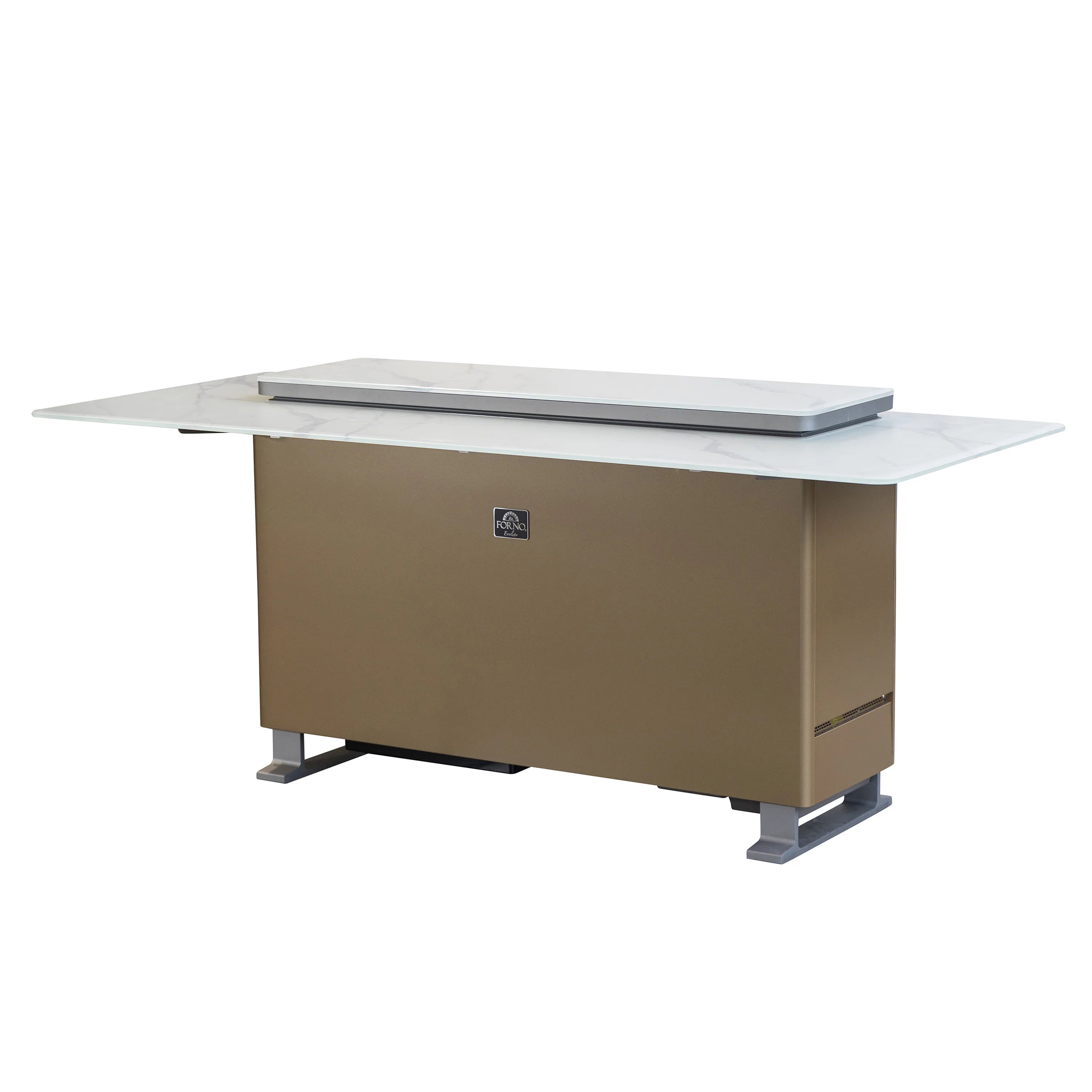 Smart bar table refrigerator with white countertop and side cabinet door