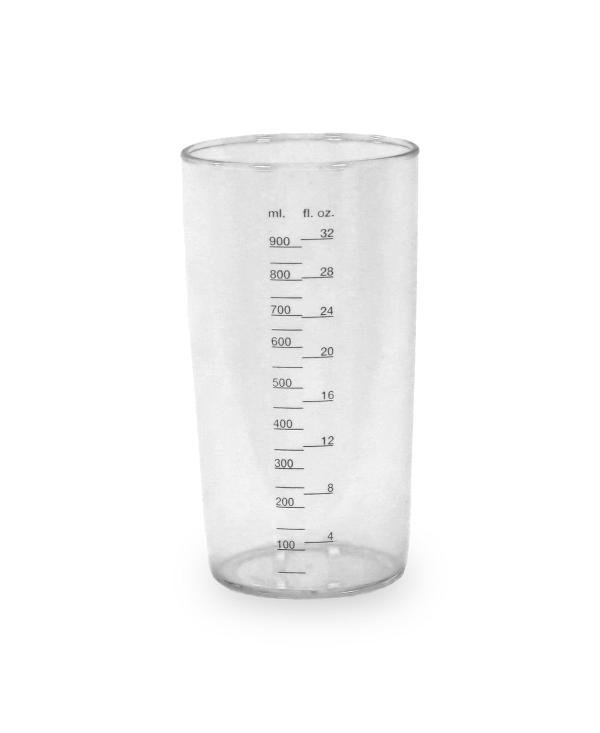 Clear measuring cup with ml and fl oz volume markings