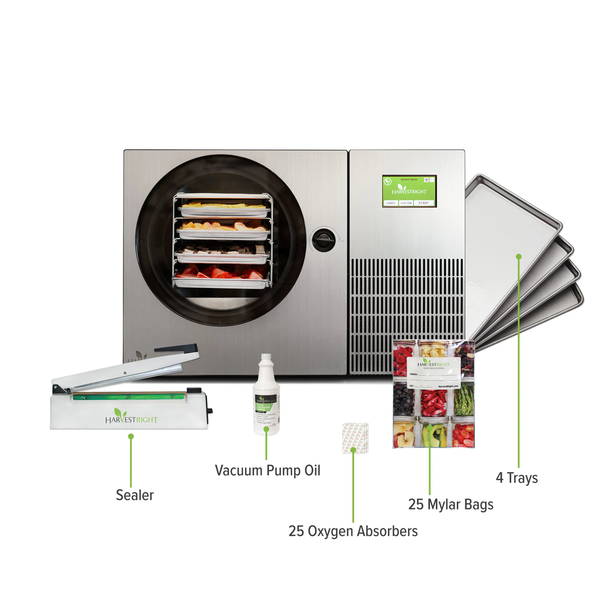 Harvest Right Countertop Pro Freeze Dryer, 4 Tray & Mylar Starter Kit in Stainless Steel (HRFDCSS-PP)
