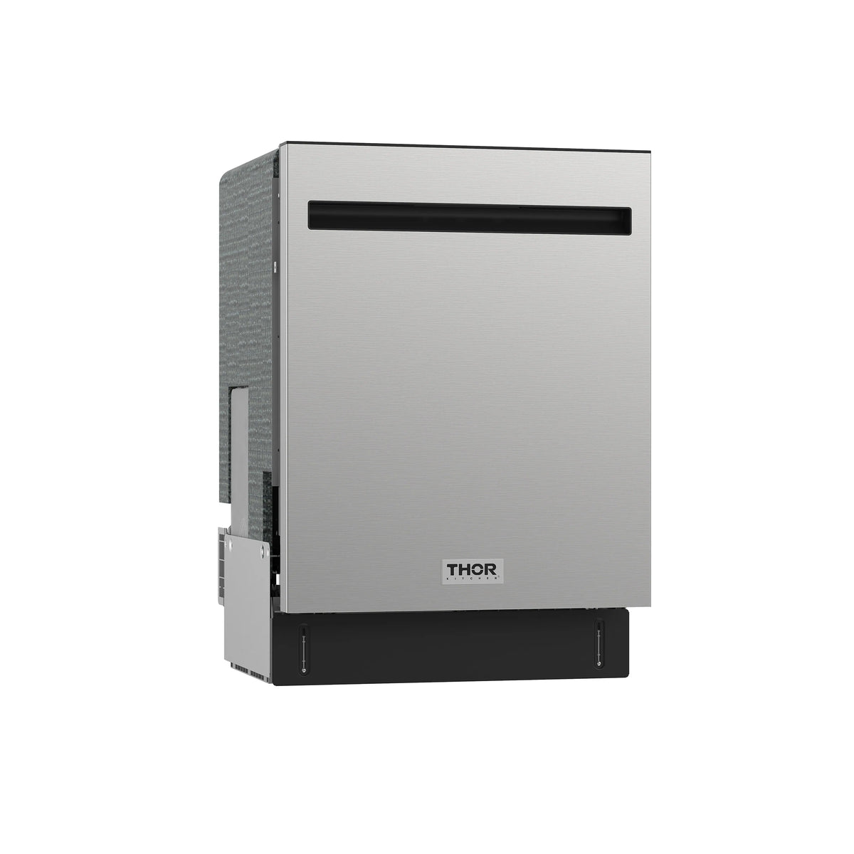 Built-in dishwasher front with pocket handle, stainless door and THOR logo