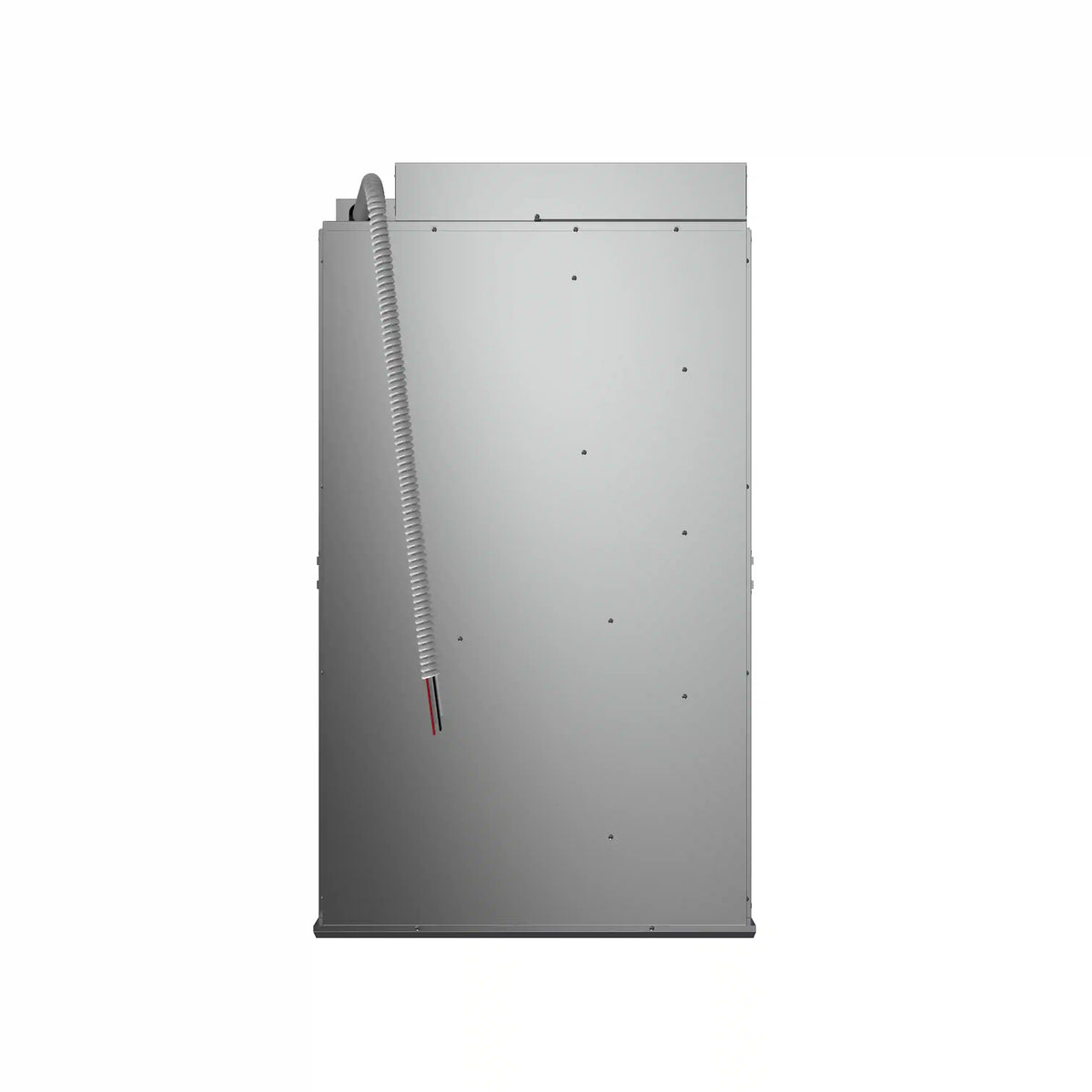 Back panel of a stainless steel double wall oven with power cord connections