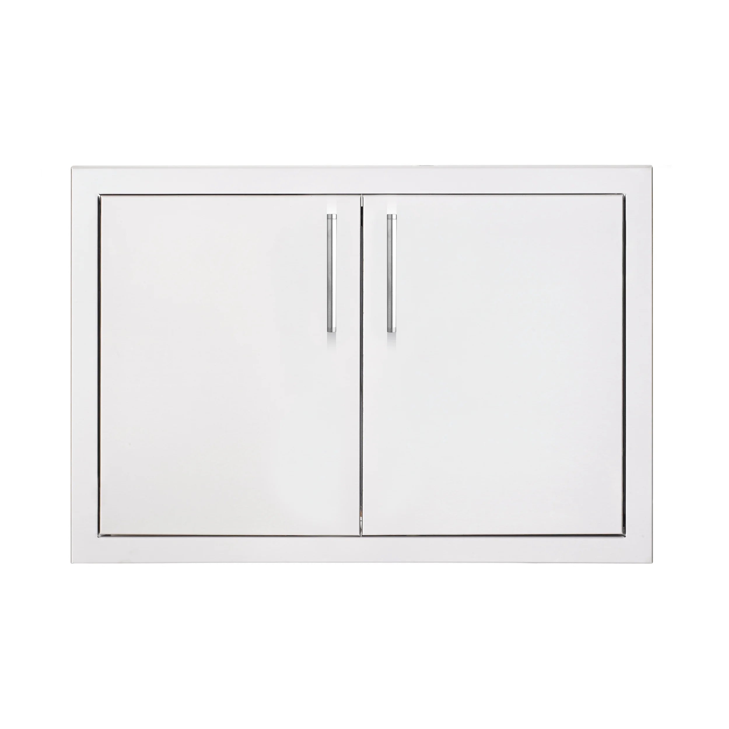 TrueFlame double access door, white double doors with vertical bar handles