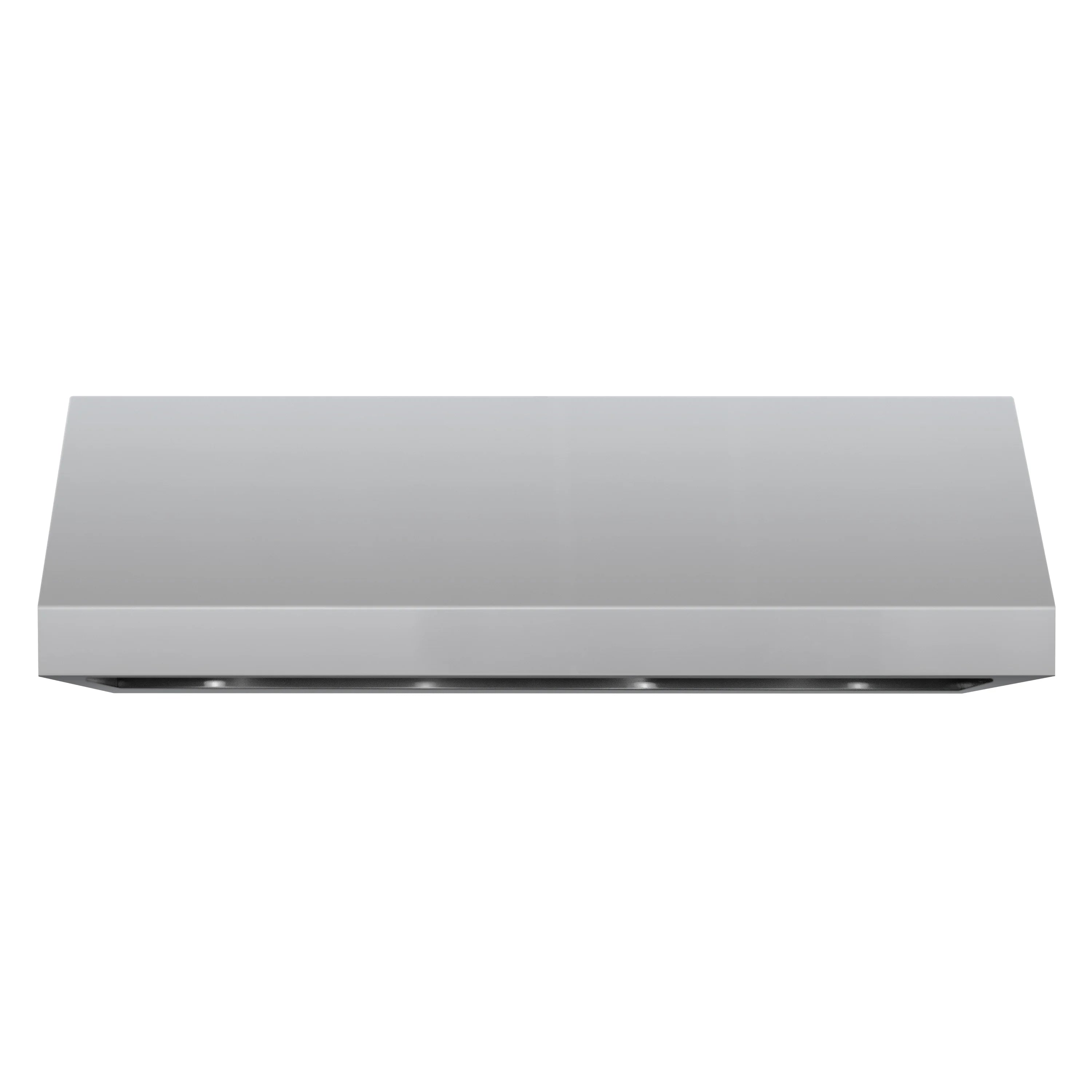 Stainless steel wall mount vent hood, smooth rectangular canopy with side panel