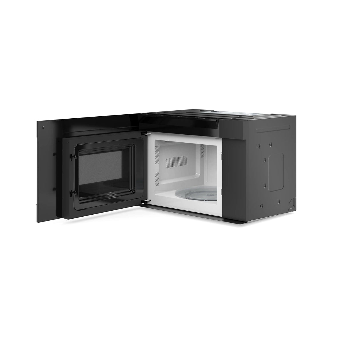 Thor over-the-range microwave with door open, showing interior cavity