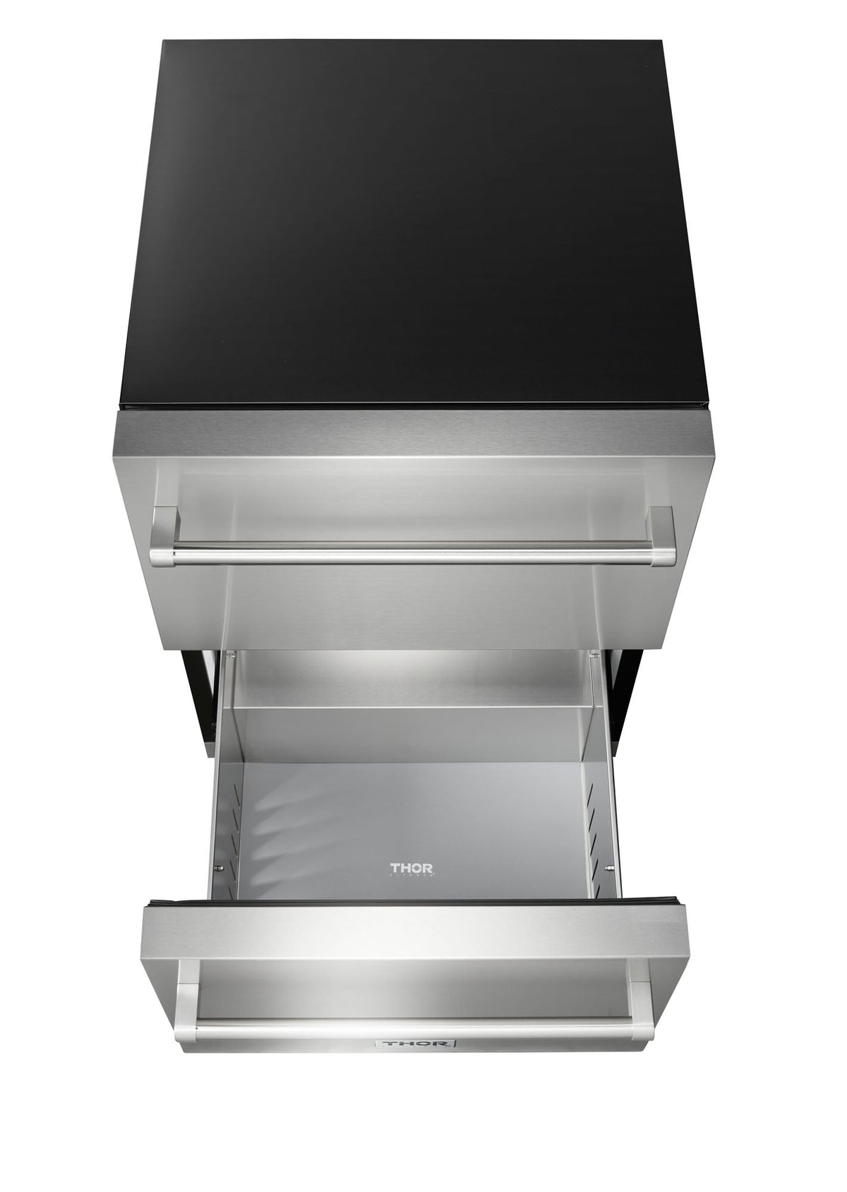 Stainless steel built-in undercounter double drawer refrigerator, drawers closed