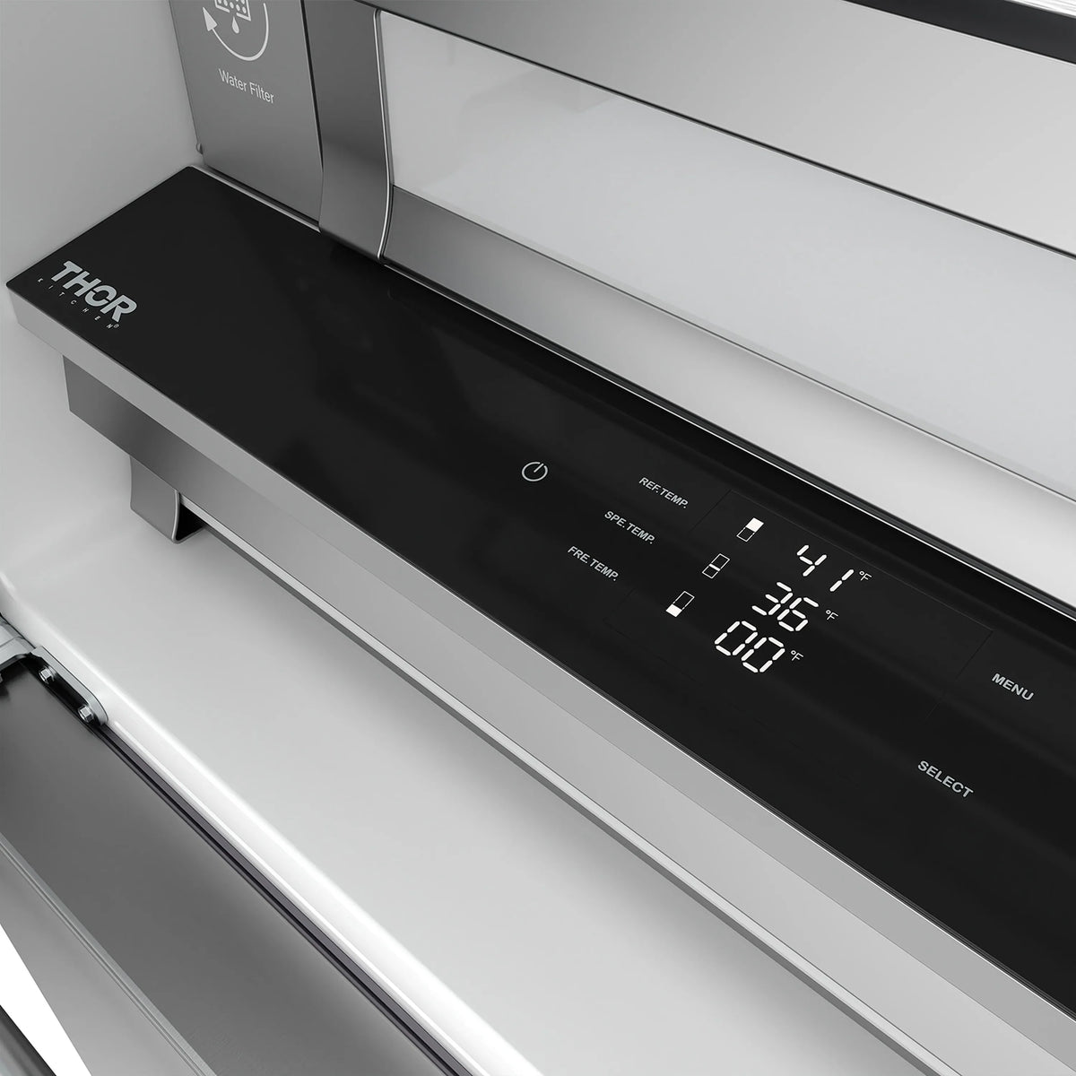Wall mount hood black control panel with LED display and buttons