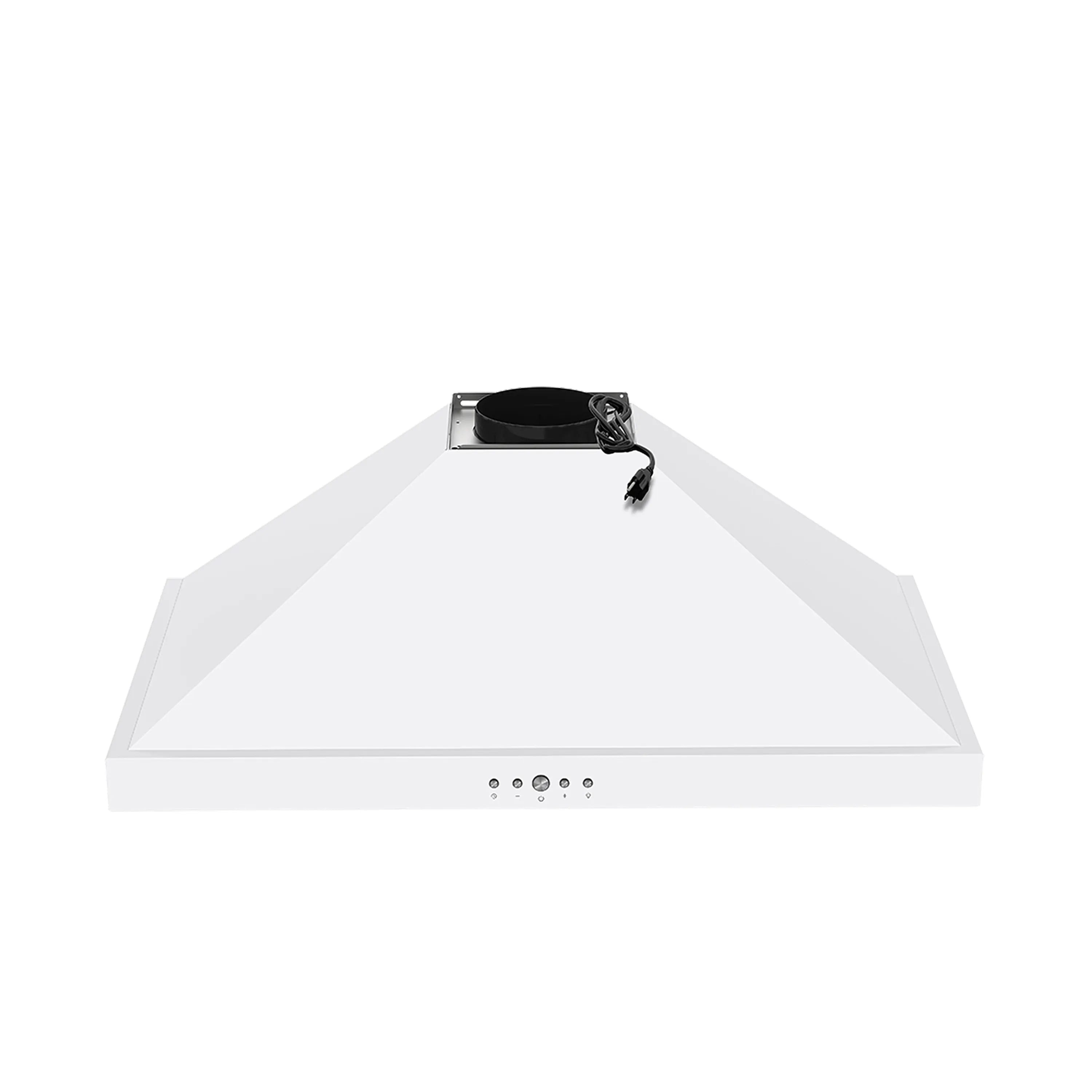 White range hood chimney body with top opening and control icons