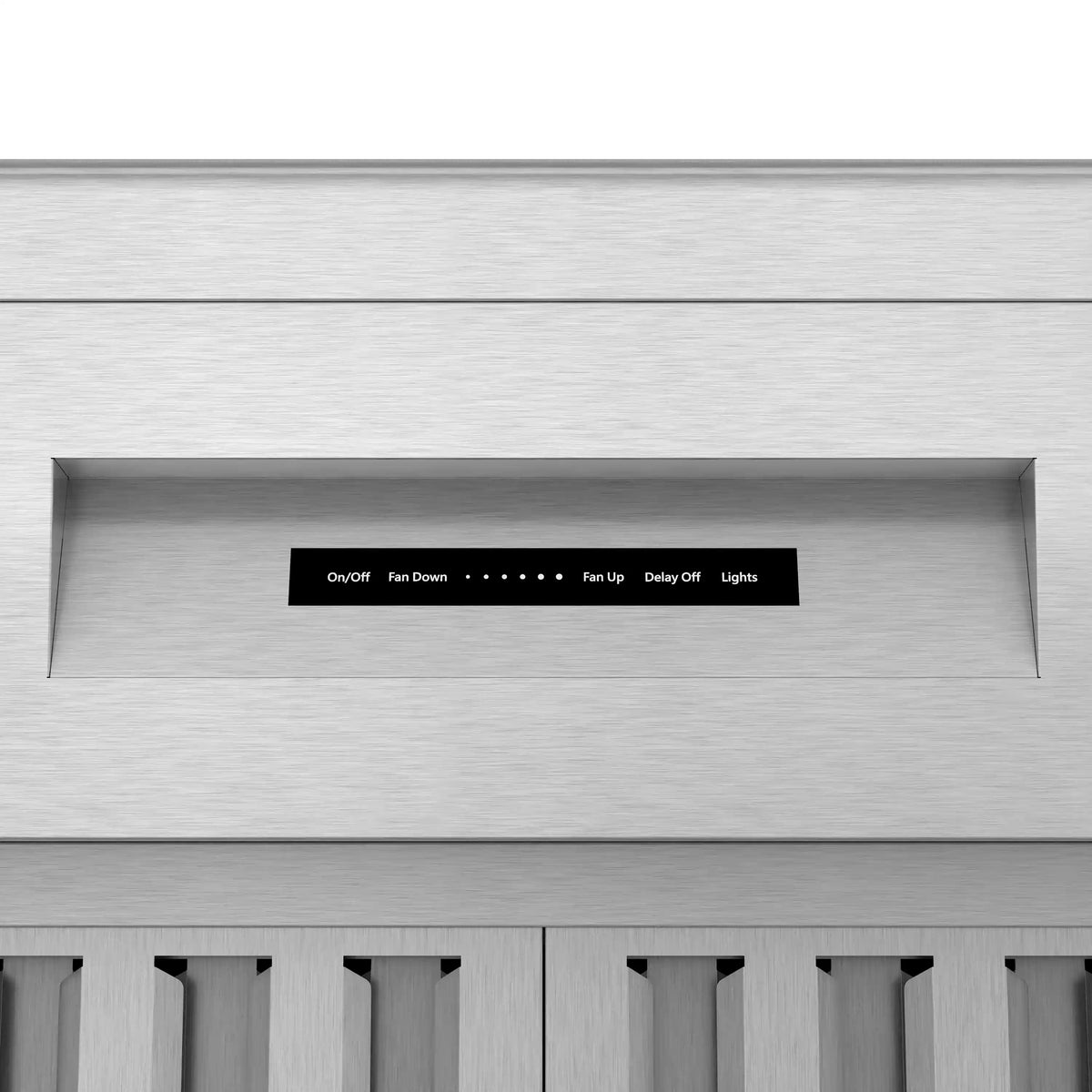 Stainless steel microwave drawer control panel with buttons and indicator lights