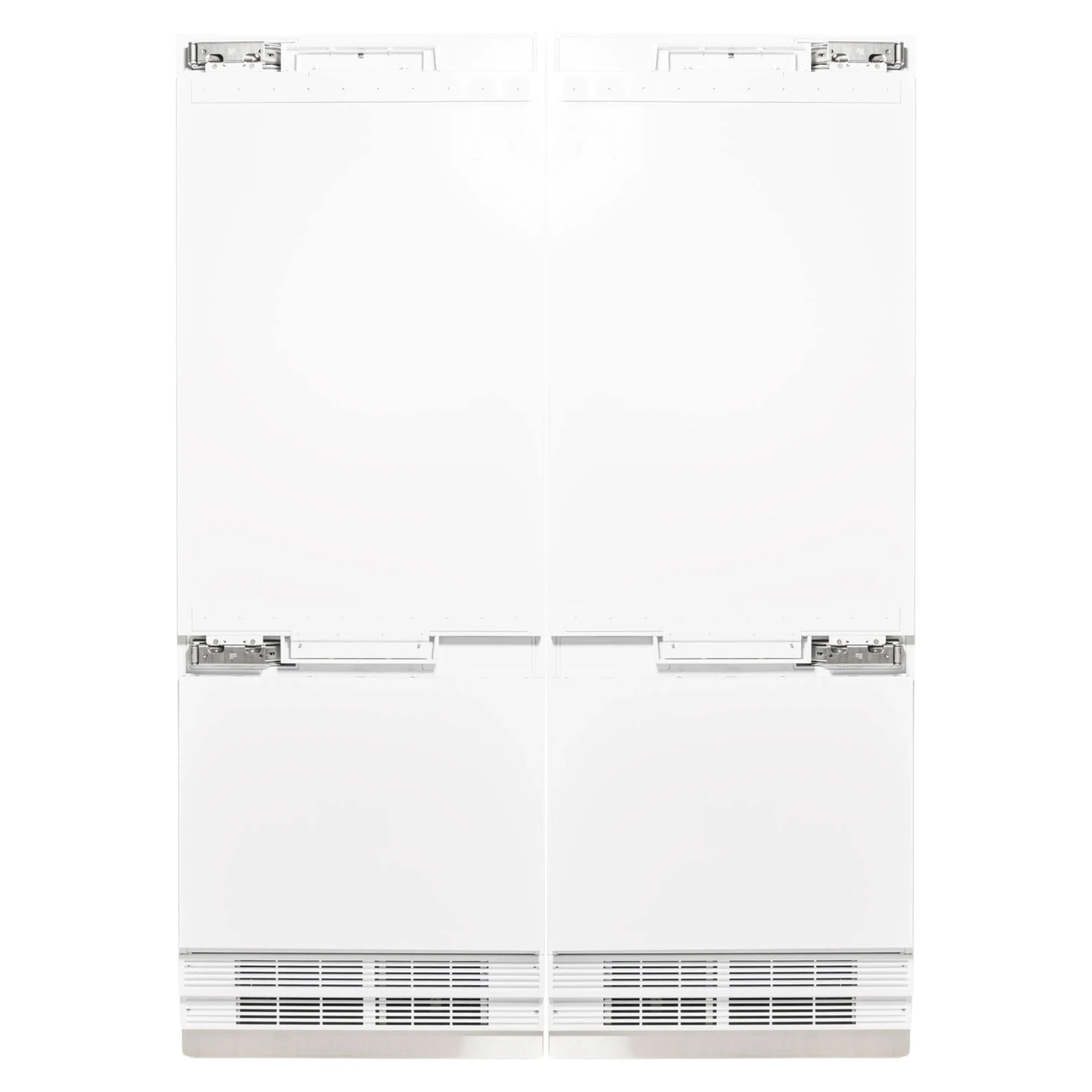 Panel-ready bottom-freezer refrigerator with vented lower front panel
