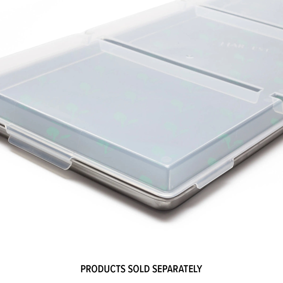 X-Large freeze tray lid, clear plastic with handle slot and raised edges