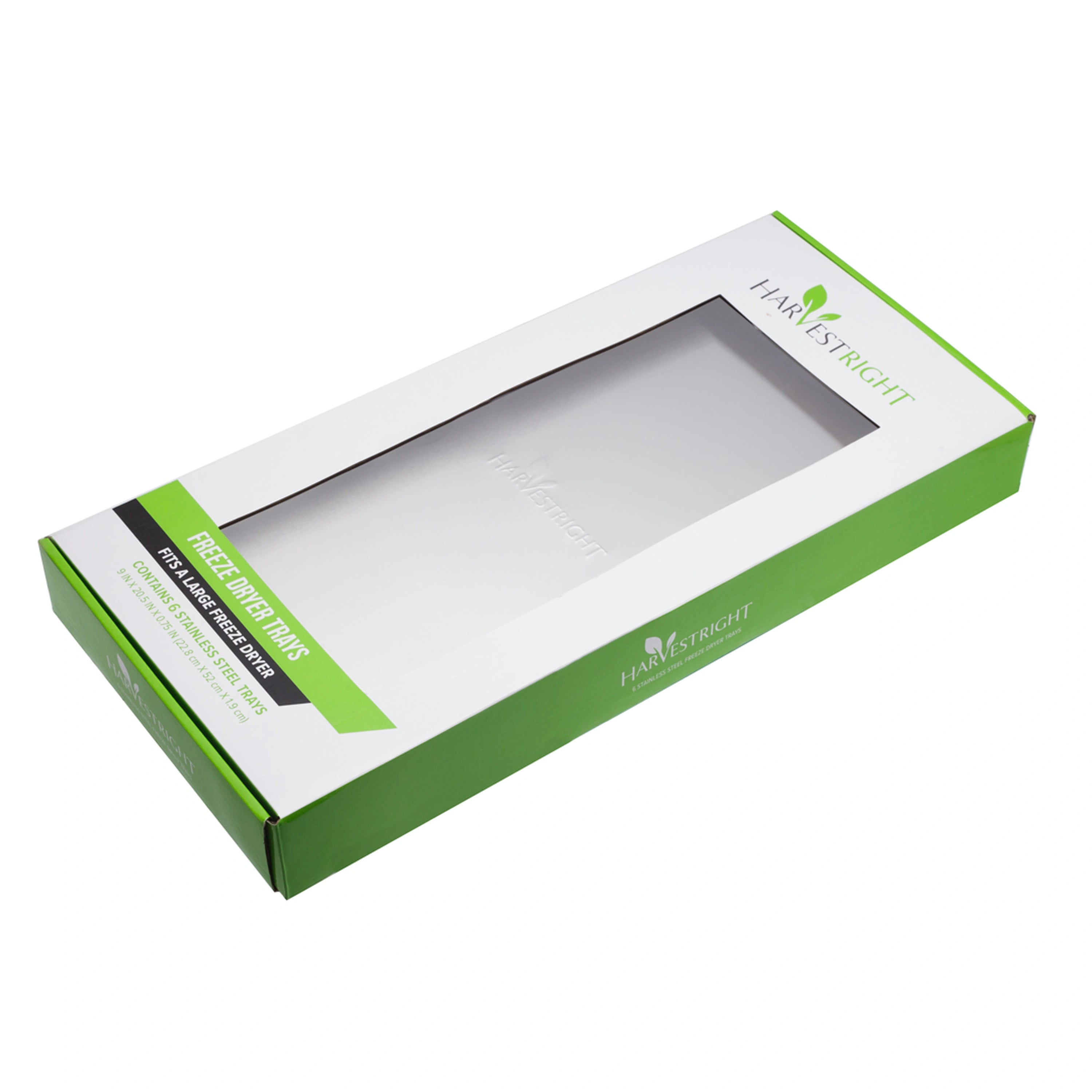 Harvest Right freeze dryer tray set box packaging with green accents