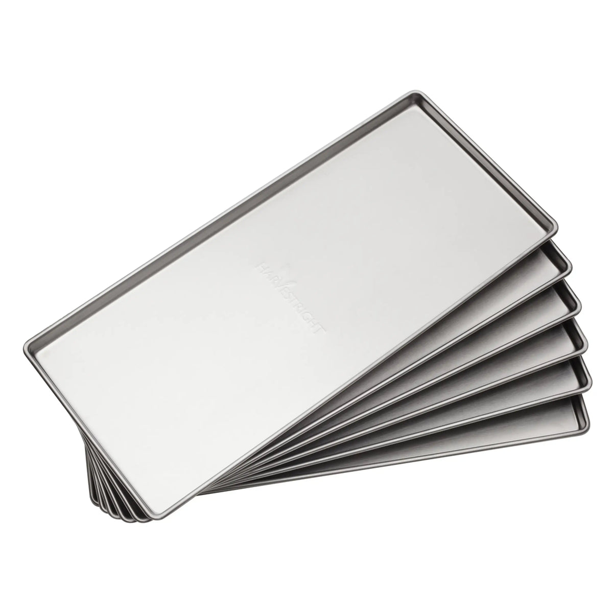 Set of silver freeze dryer trays stacked together
