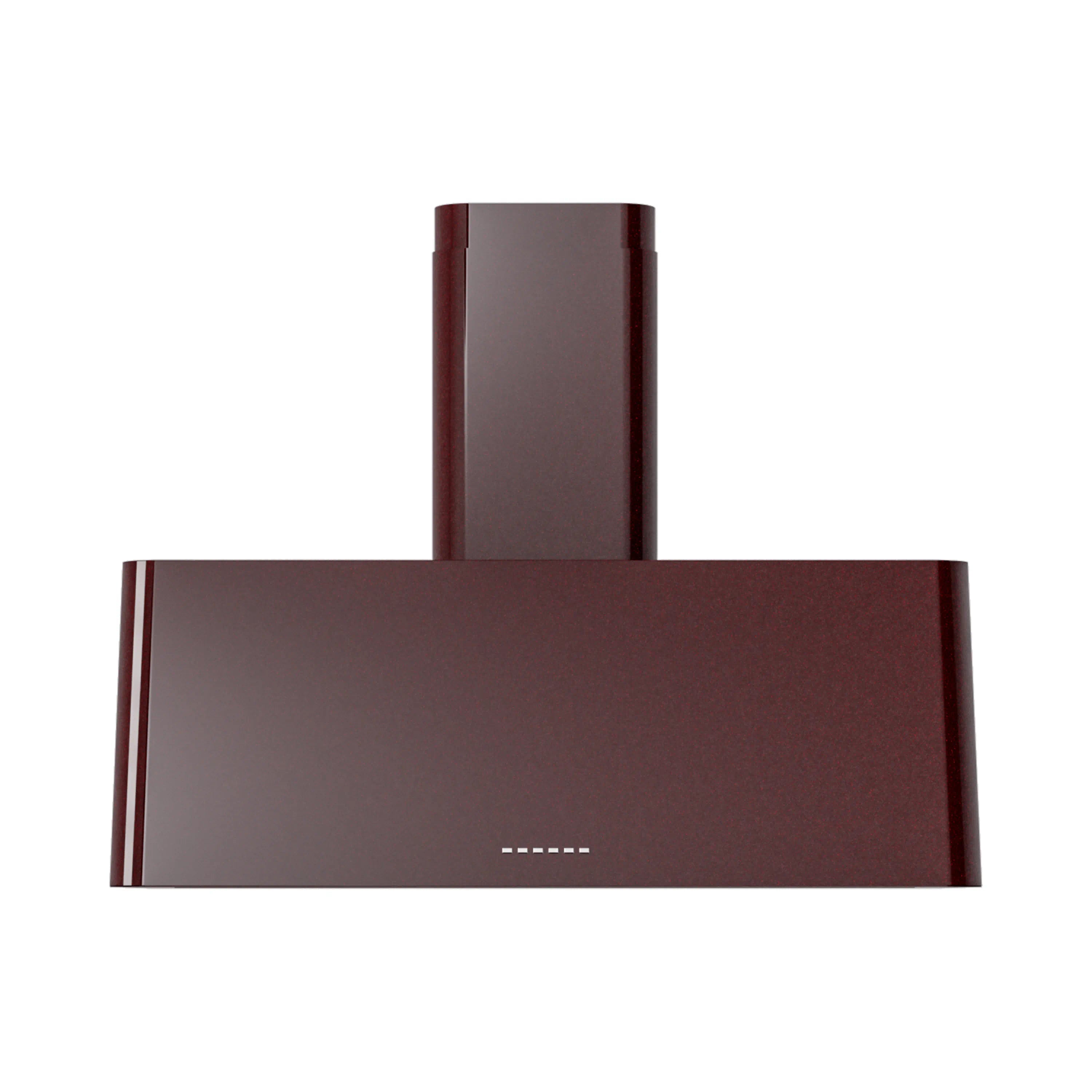 Burgundy wall-mounted chimney range hood front view with control strip