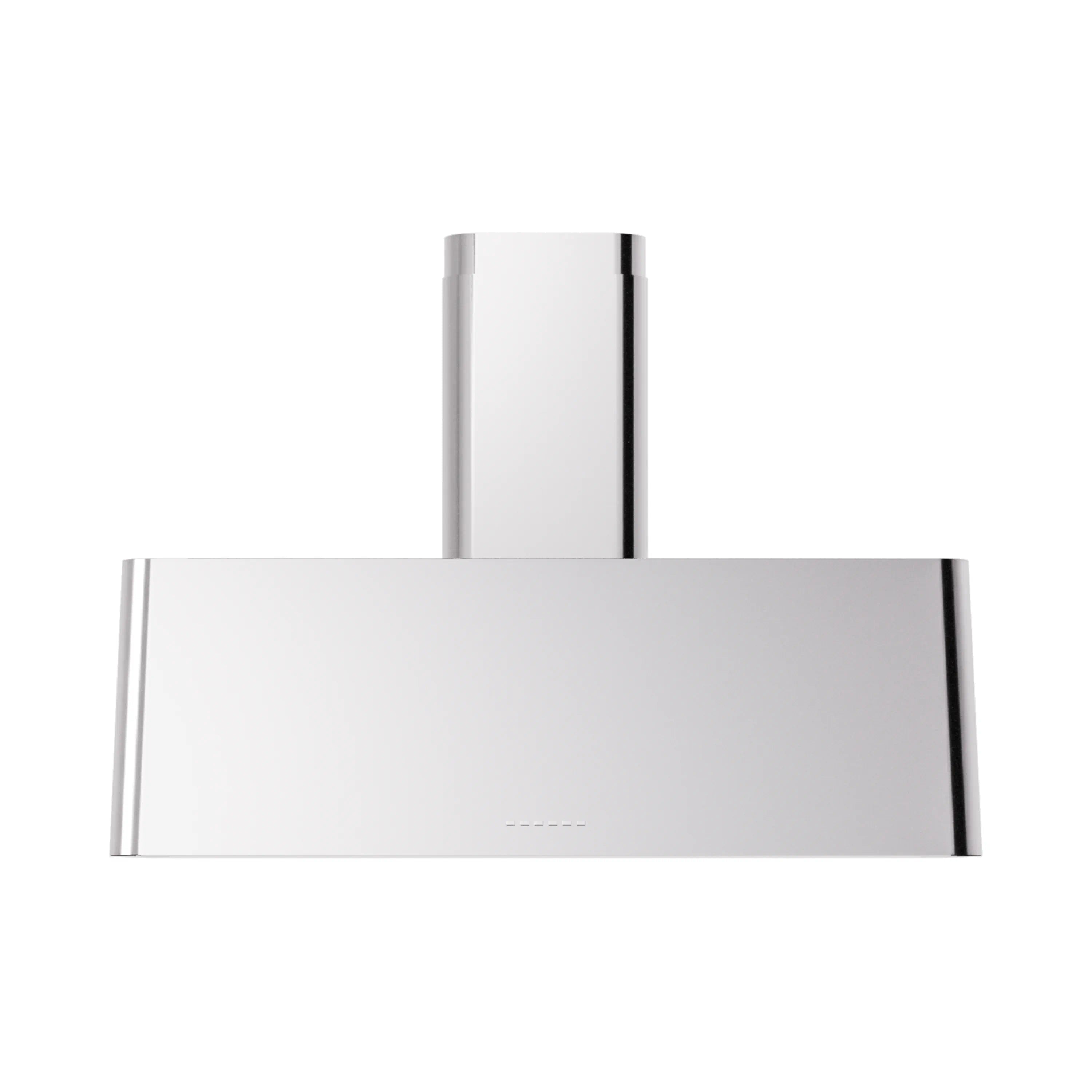 Stainless wall range hood back panel with centered chimney flue