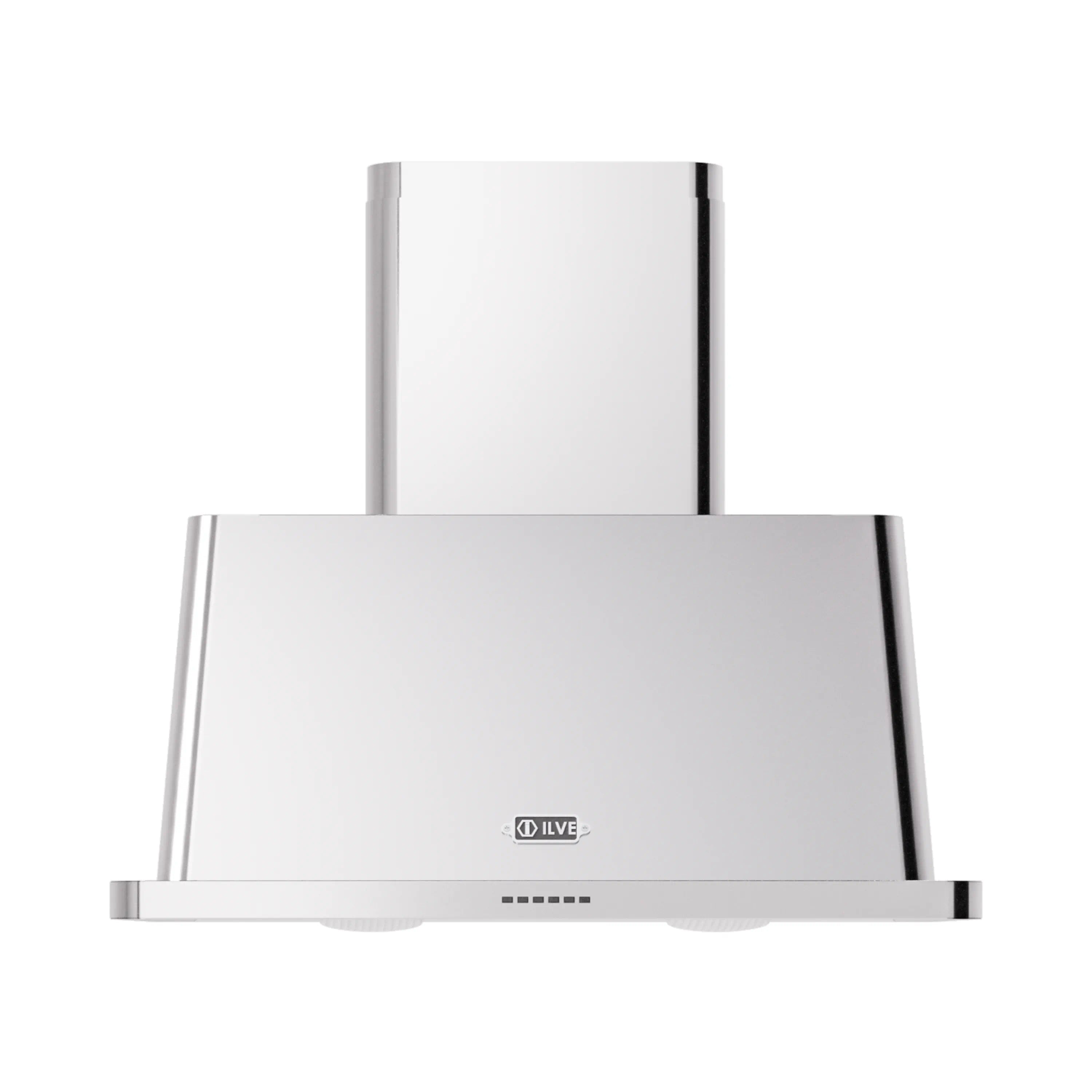 Stainless steel wall mount range hood with front vent and control buttons