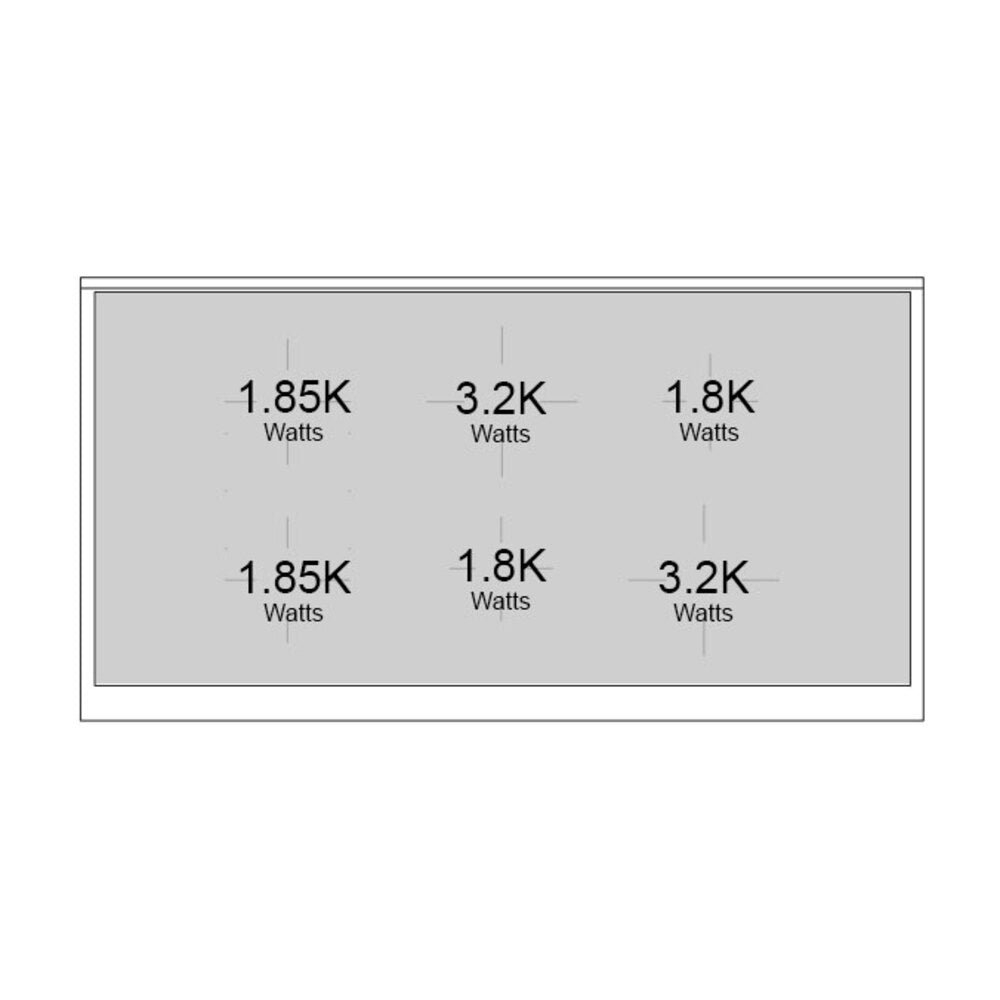 Induction range watts rating diagram with 1.85K, 3.2K, and 1.8K labels