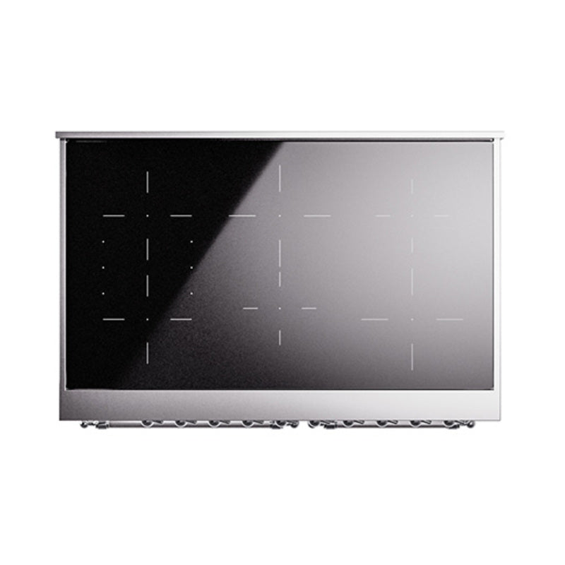 Stainless appliance door panel graphic with dark and light gray finish lines