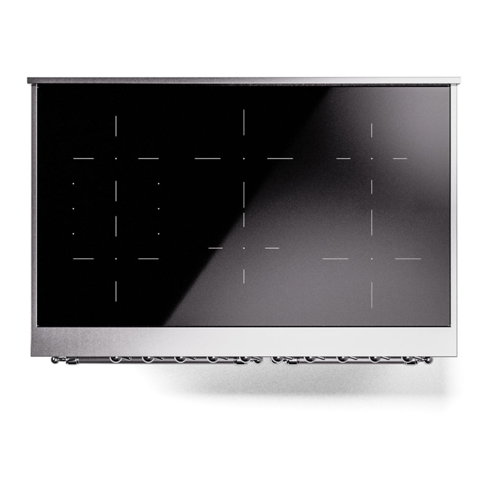 Freestanding electric induction range oven door with dark glass window