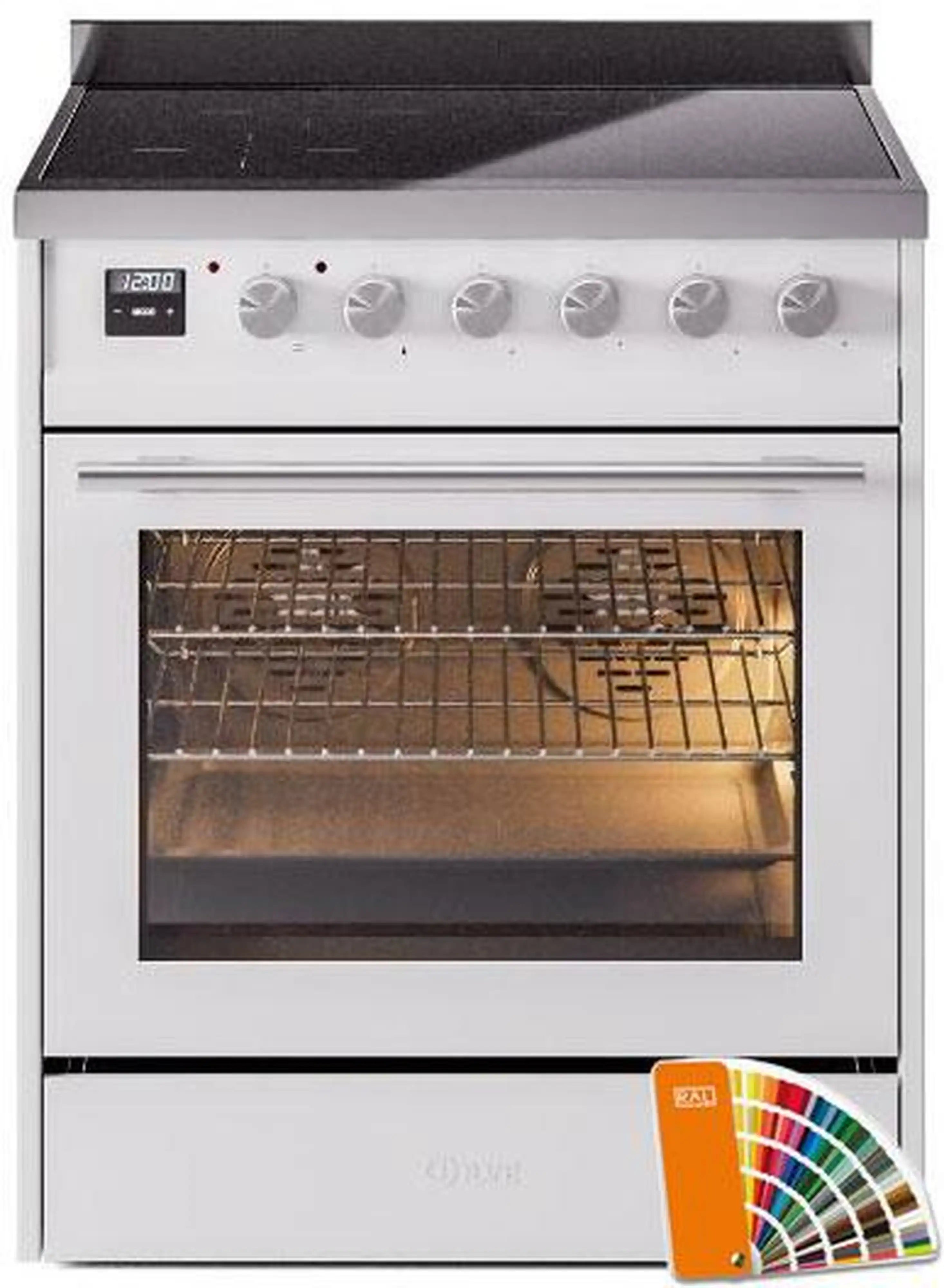 ILVE UPI304WMPBK Professional Plus II Series 30 Inch Glossy Black Electric  Freestanding Range