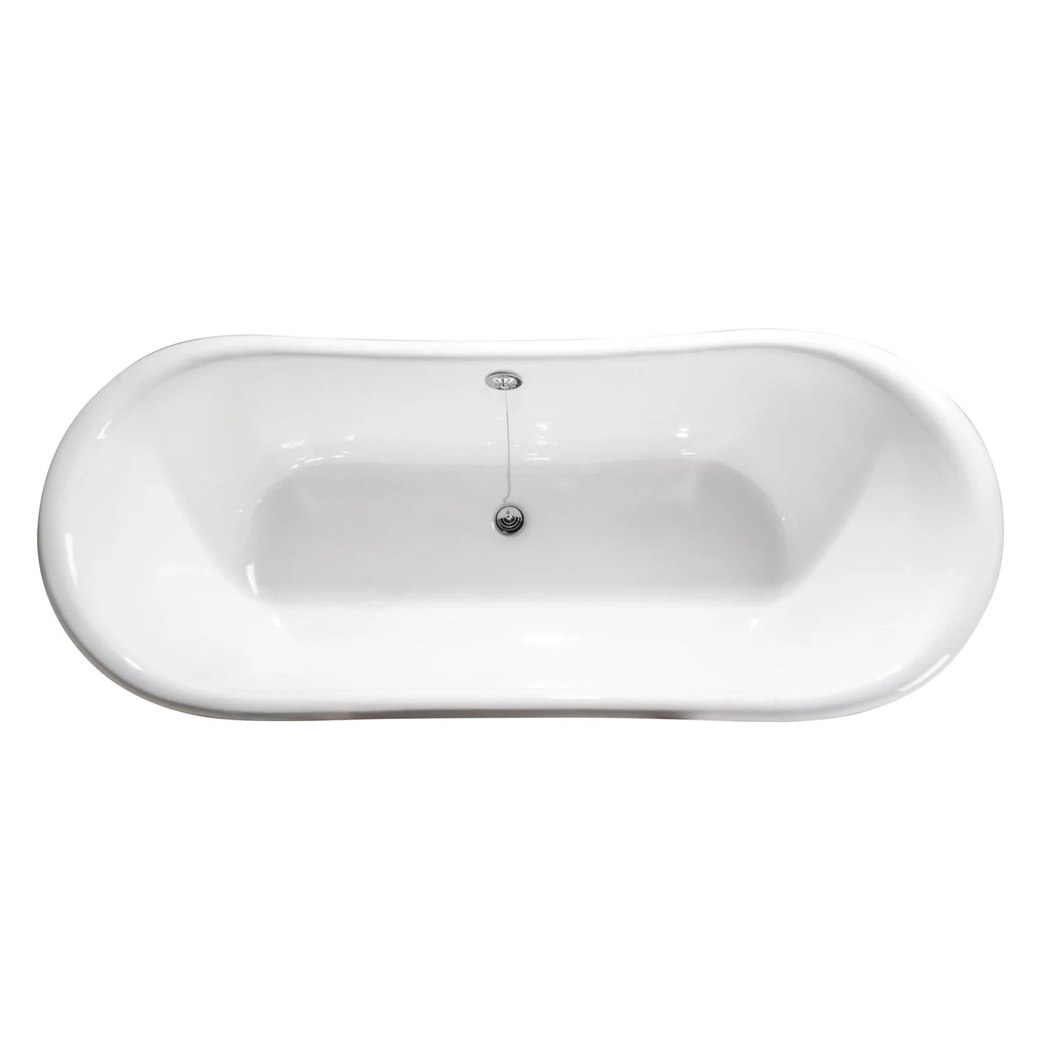 White oval bathtub interior with drain opening and small overflow hole