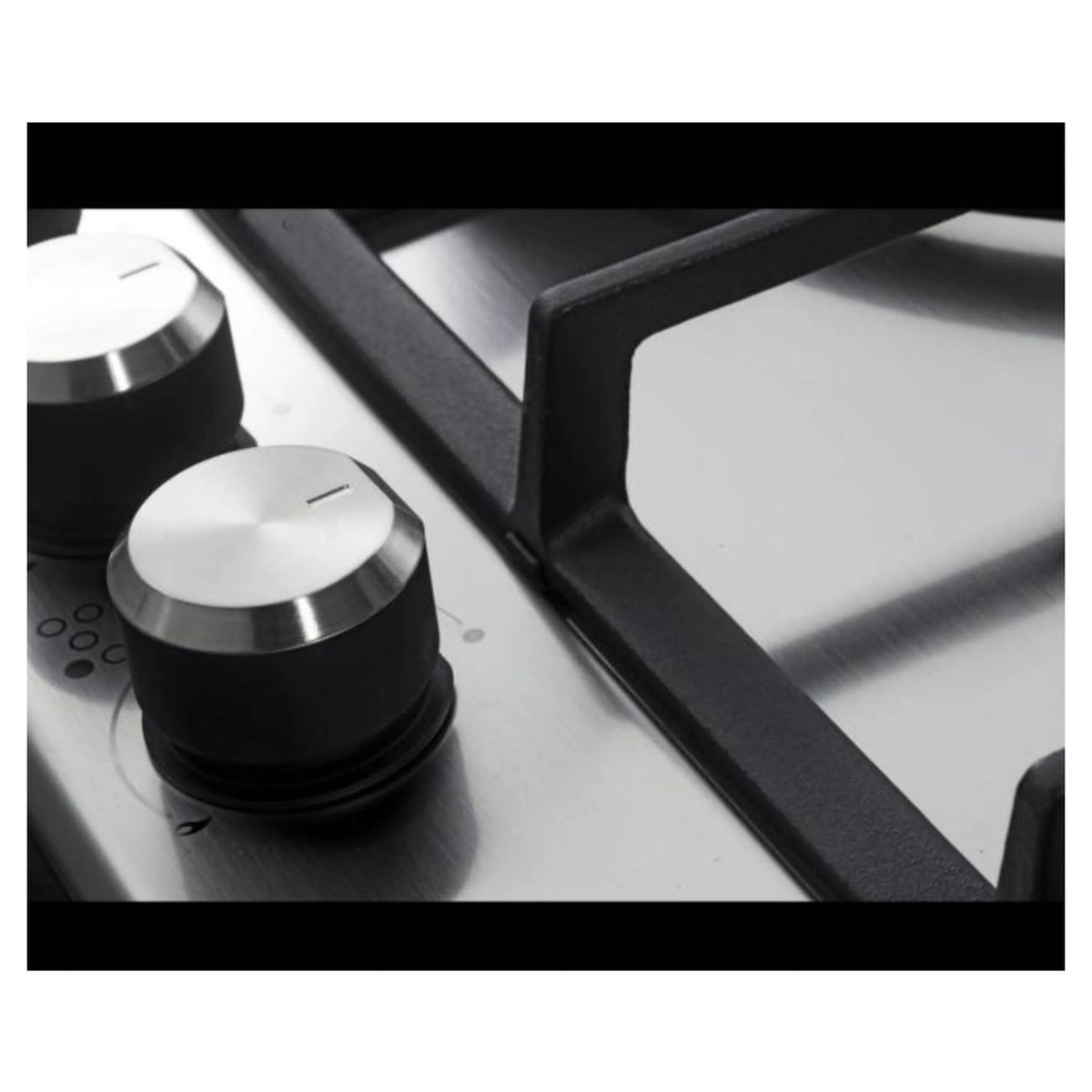 Verona stainless steel gas cooktop with two sealed burners and metal control knobs