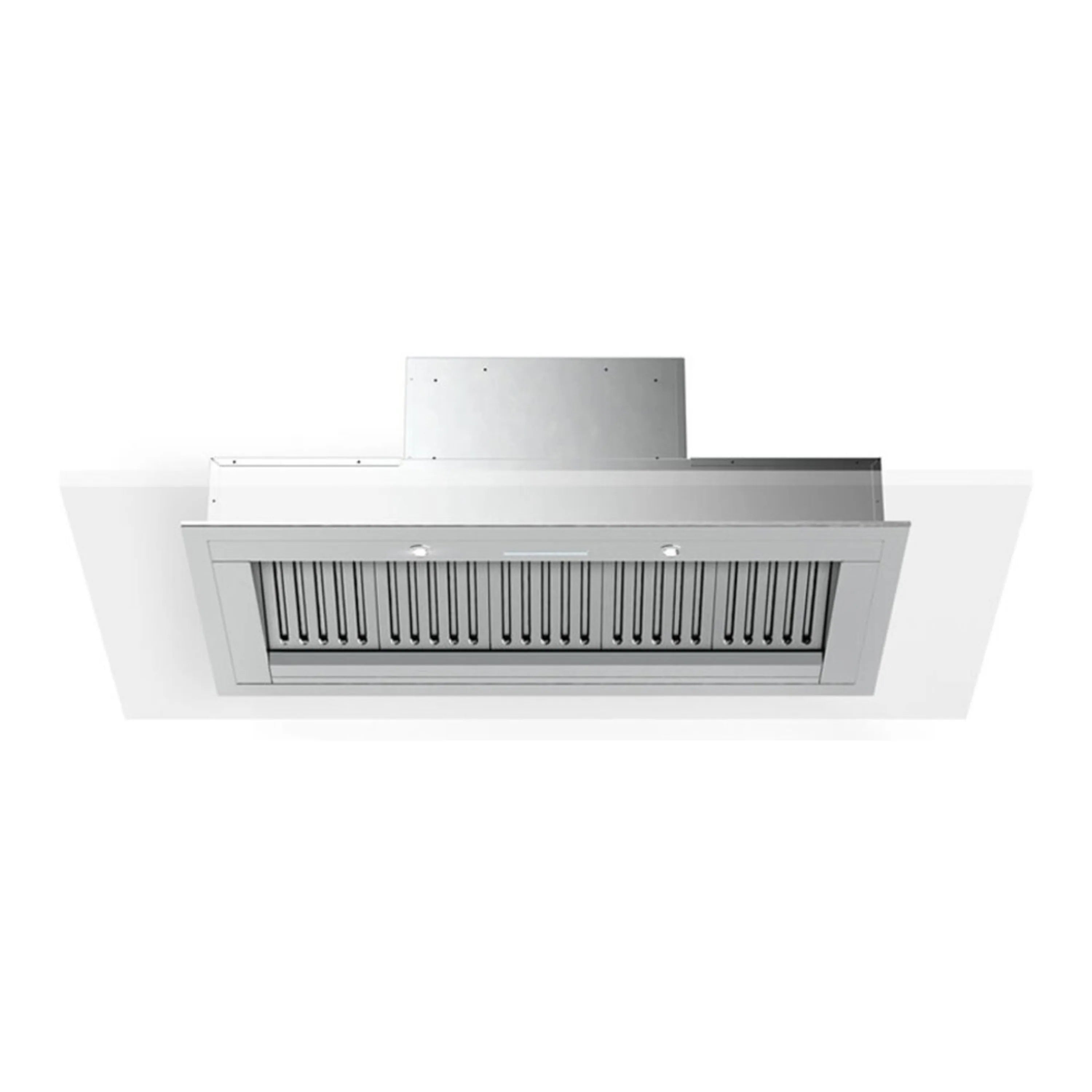 Stainless steel hood insert with front vent slats and enclosed duct canopy