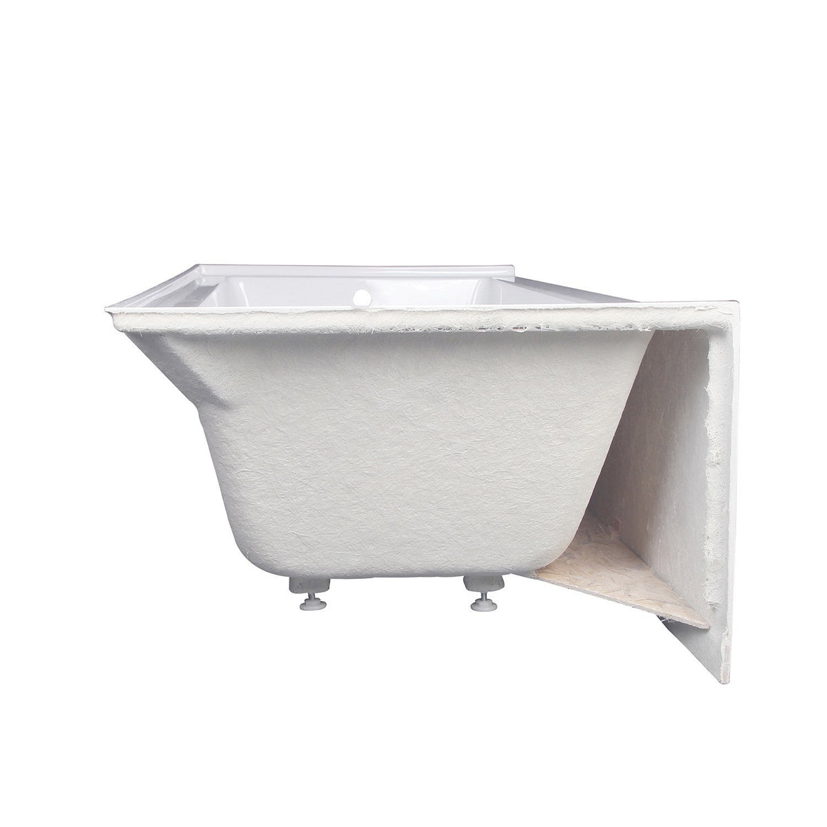 Aqua Eden 66" Acrylic Rectangular 3-Wall Alcove Tub, Right Hand Drain in Glossy White