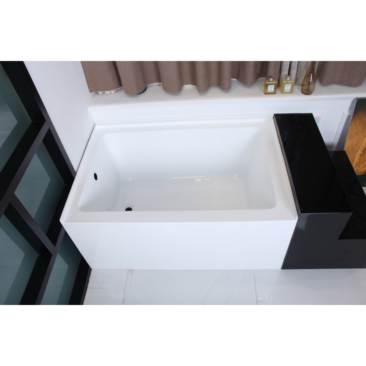 Aqua Eden 48" Acrylic Rectangular 3-Wall Alcove Tub, Left Hand Drain Hole in Glossy White