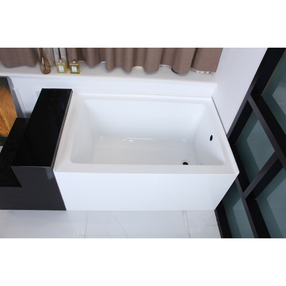 Aqua Eden 48" Acrylic Rectangular 3-Wall Alcove Tub, Right Hand Drain Hole in Glossy White