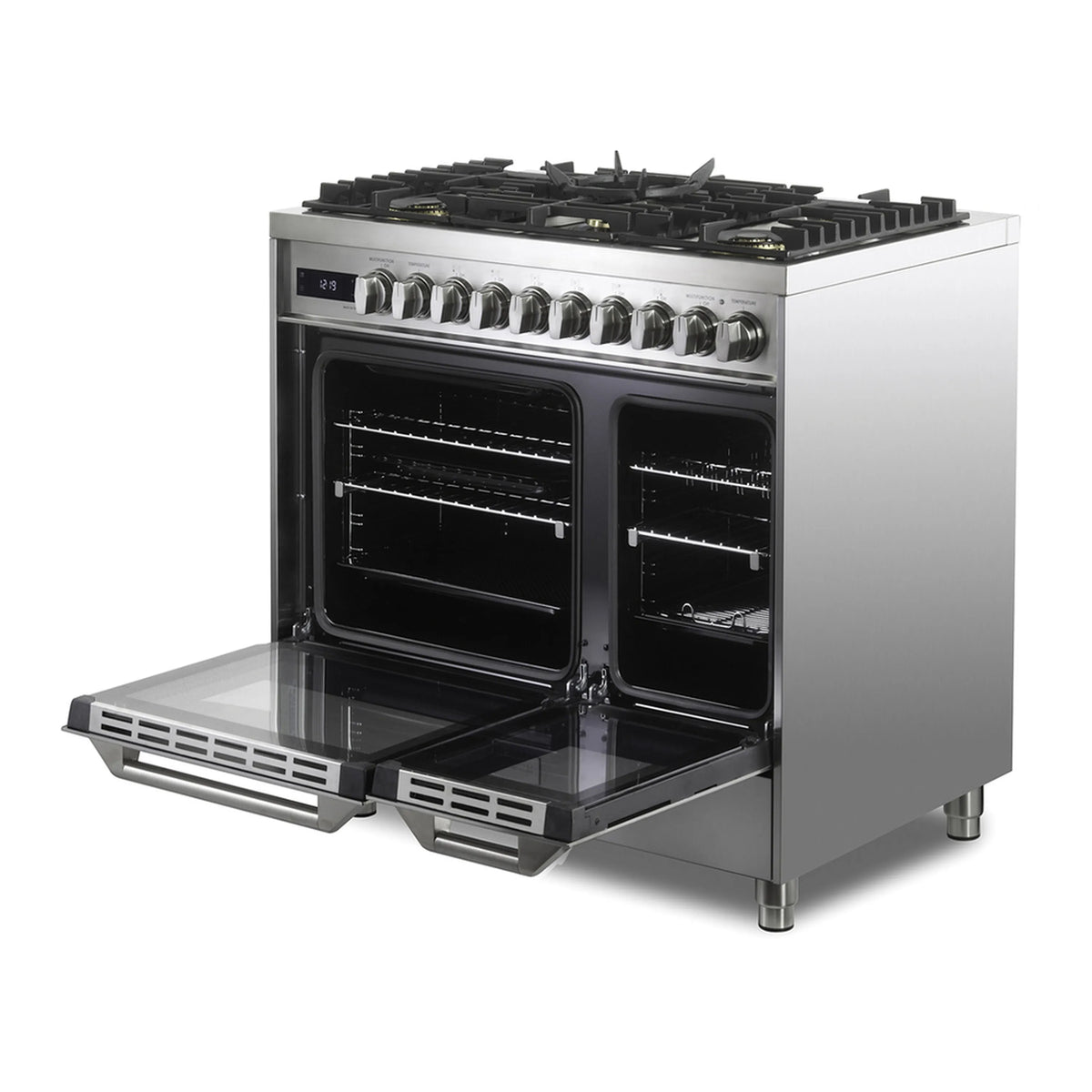 Verona Ultima Collection 36-Inch Double Oven Dual Fuel Range with 5 Brass Burners, 4.1 Cu. Ft. Total Oven Capacity in Stainless Steel (VUFSGE365DSS)