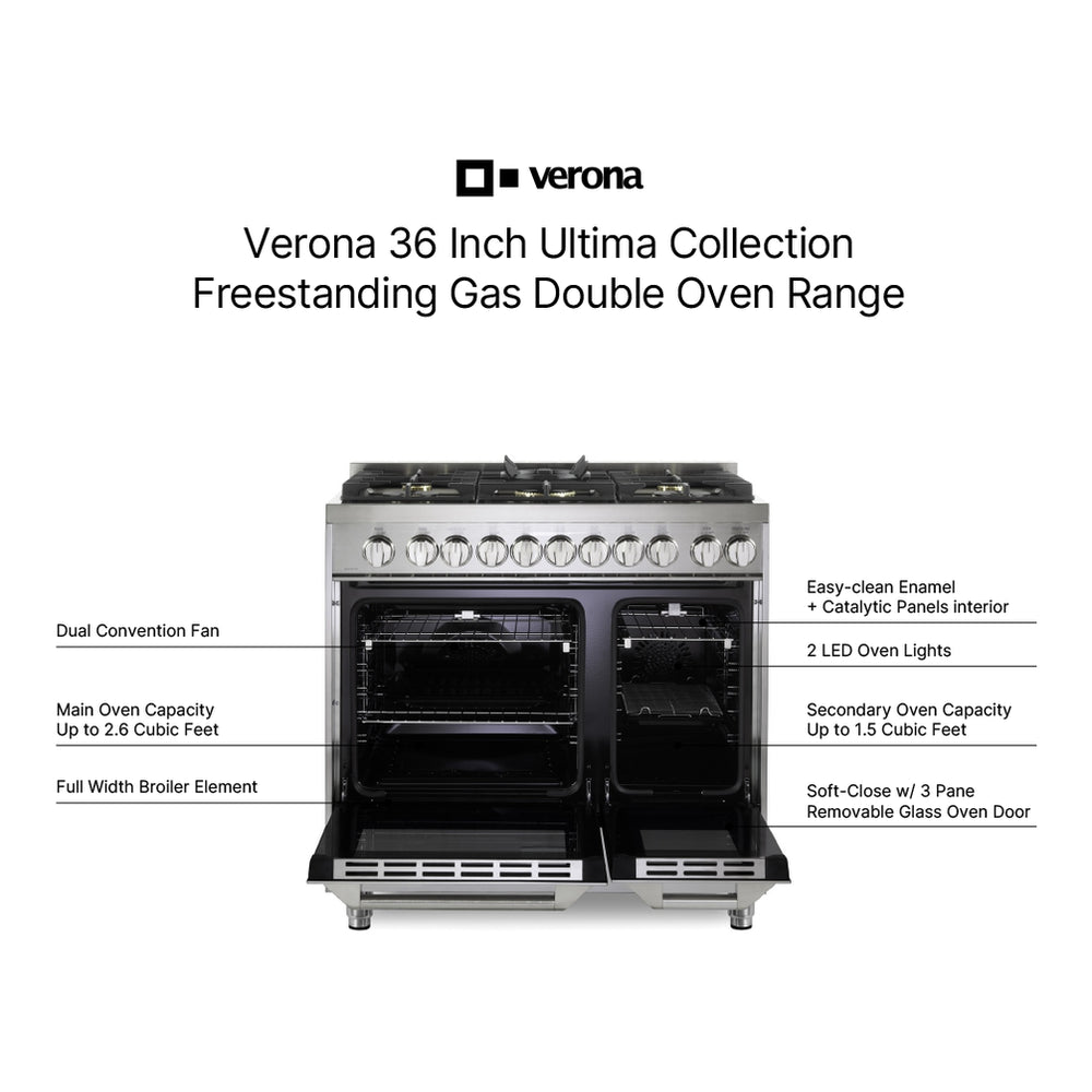 Verona Ultima 36-inch gas range VUFSGG365DSS control knobs detail