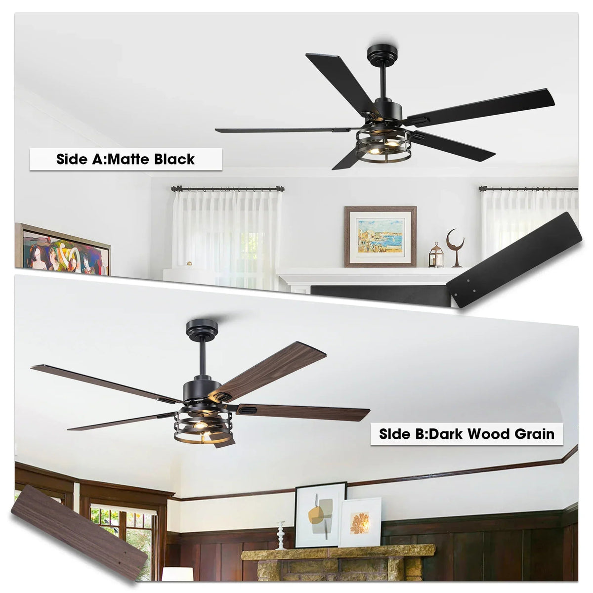 Parrot Uncle Vaczon 52-Inch DC Motor Industrial Downrod Ceiling Fan with Light and Remote Control