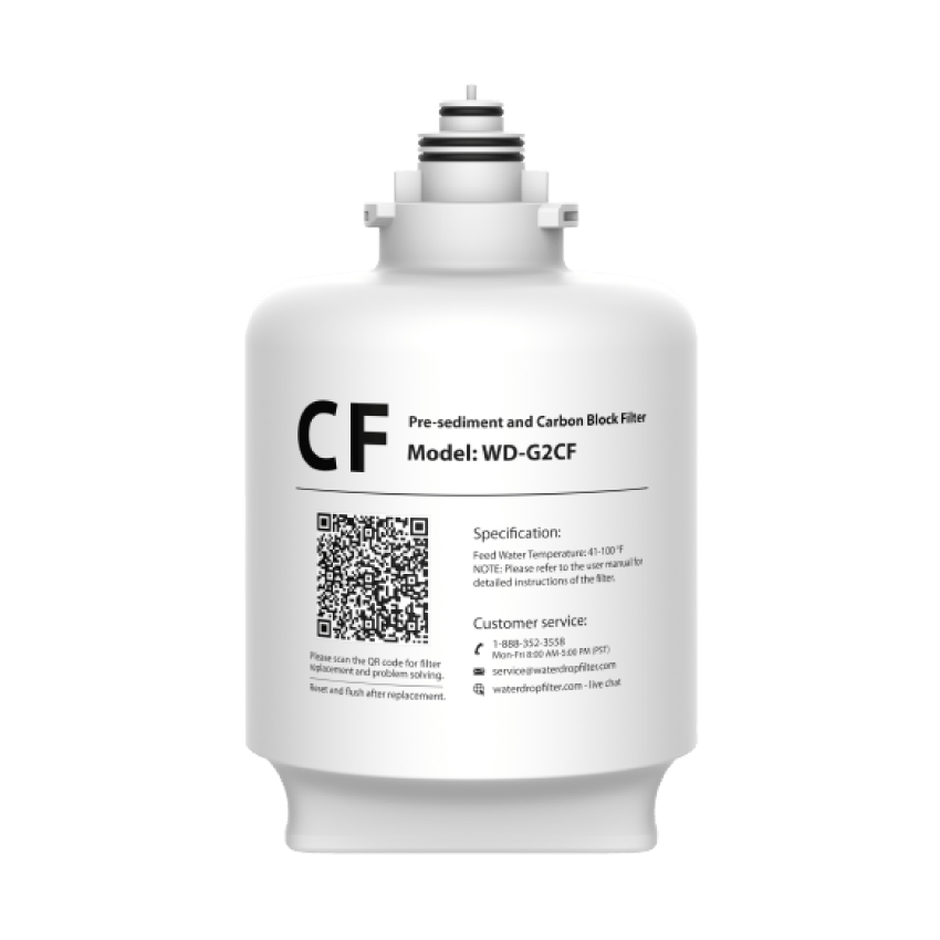 White reverse osmosis replacement filter cartridge, CF pre-sediment carbon block